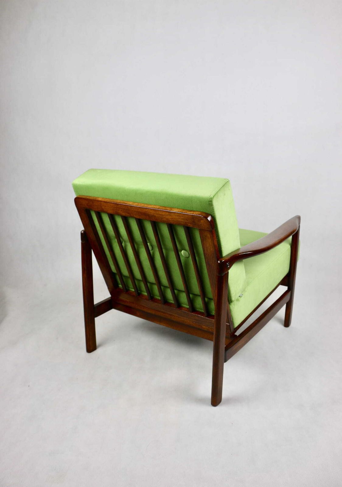 Wooden Armchair Brown Vintage Pea Green Designed By Z. Bączyk   2 Pieces Available photo Furniture