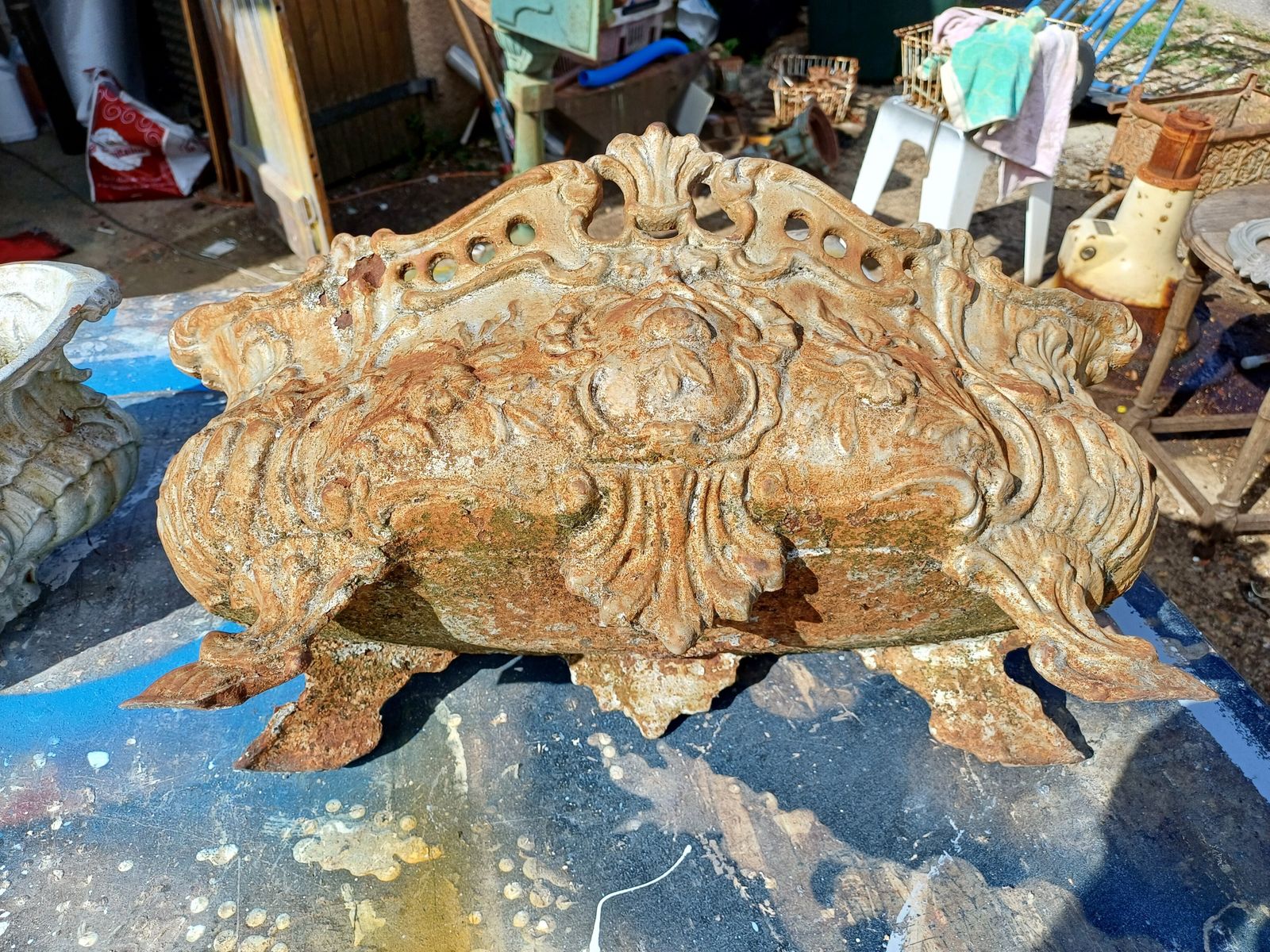 Pair Of 1900 Cast Iron Planters From Charleville Mézières In Rocaille Style photo Garden Decor