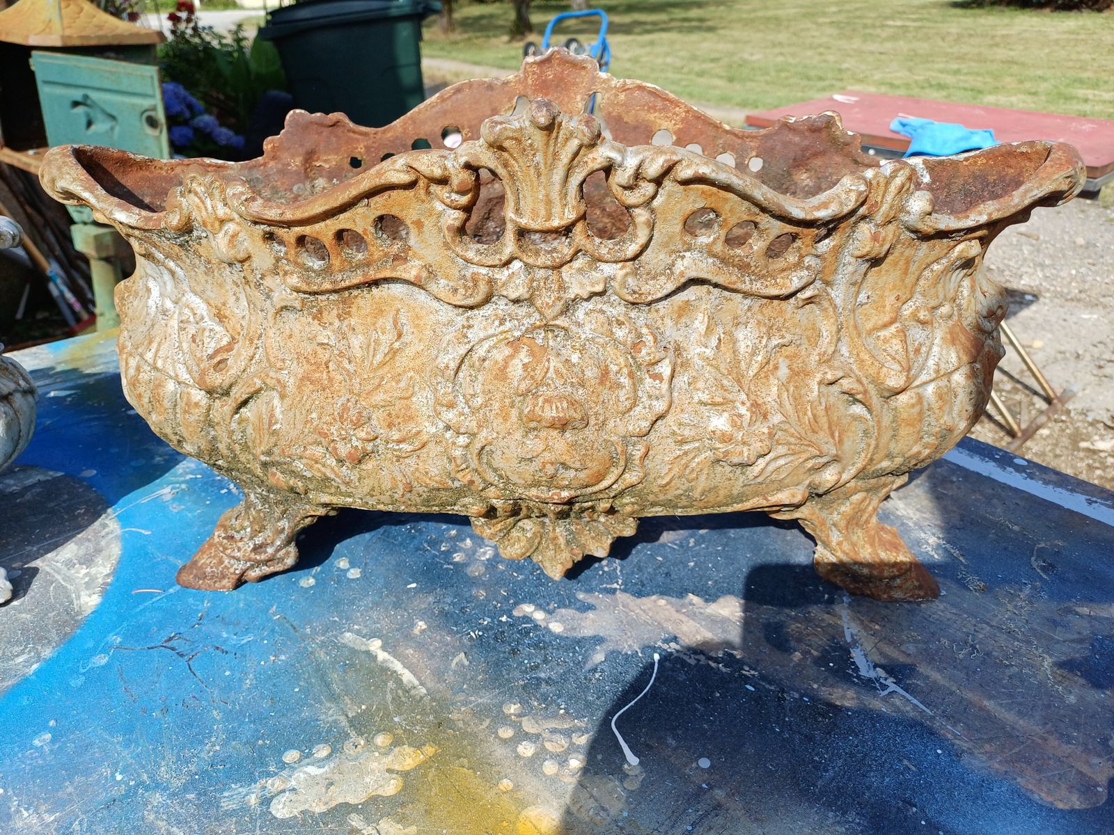 Garden Decor Pair Of 1900 Cast Iron Planters From Charleville Mézières In Rocaille Style photo