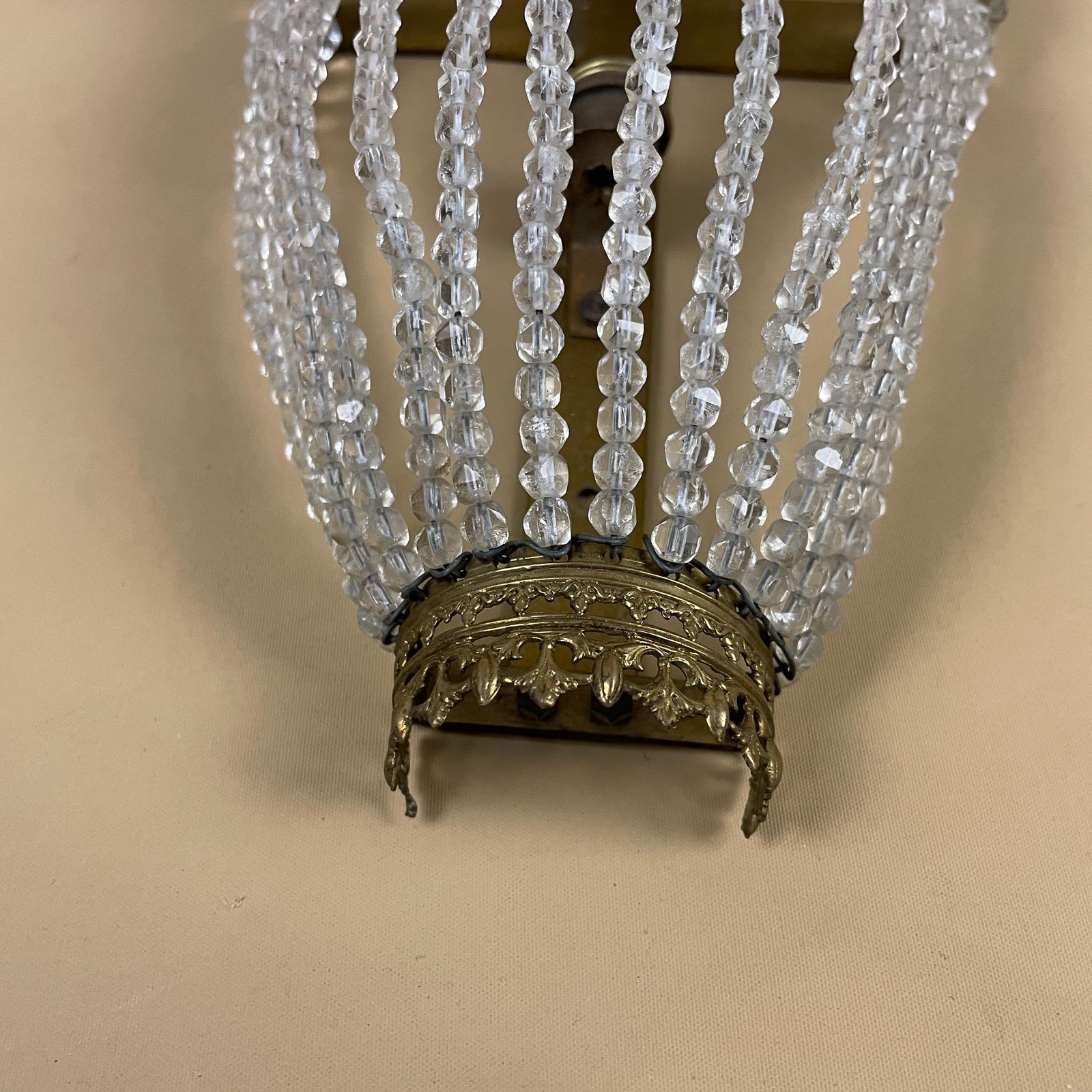 Antique Glass Chandelier Wall Light Lamp French Brass Metal Decorative Vintage photo buy