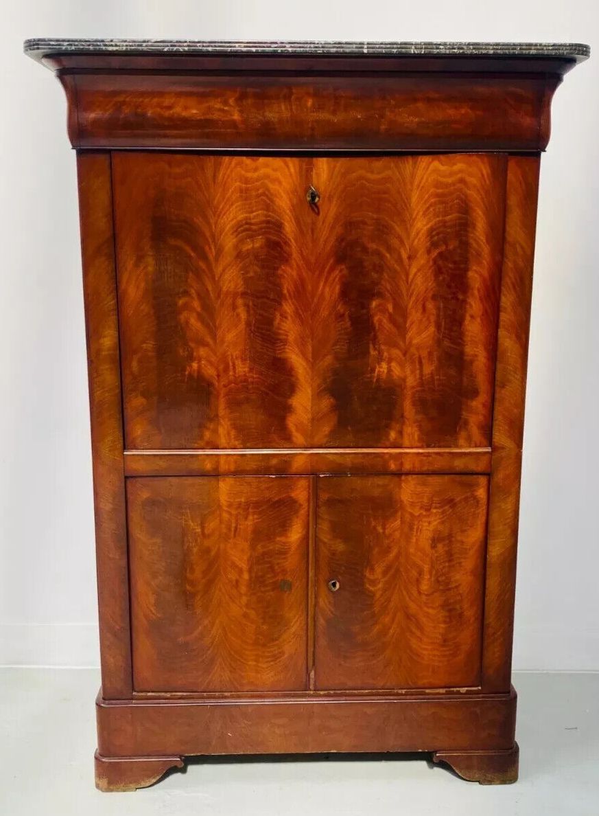 Louis Philippe Mahogany And Veneer Secretary 19th Century photo for sale