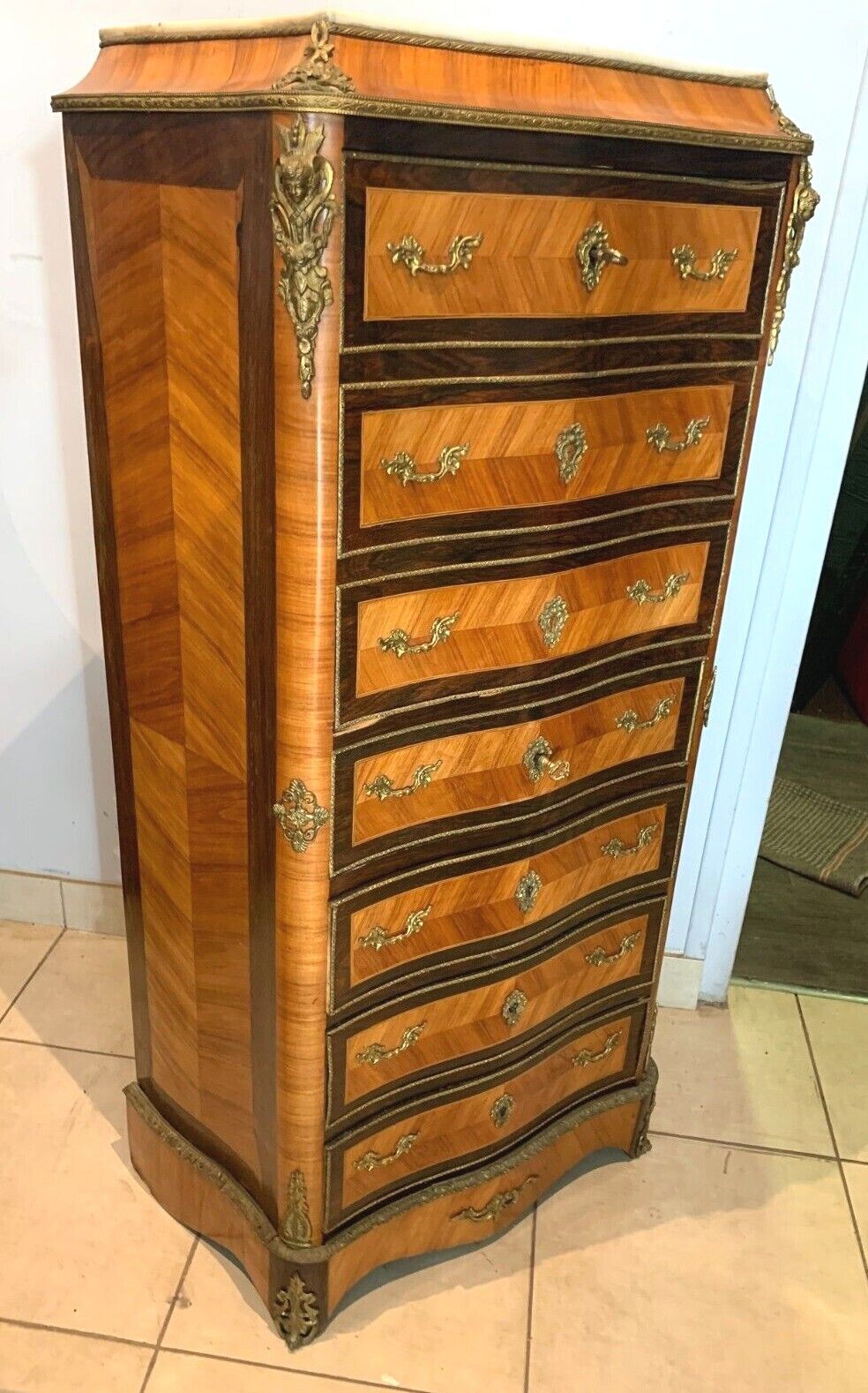 Lady Napoleon III Secretary Rosewood And Rosewood Marble Top photo Furniture