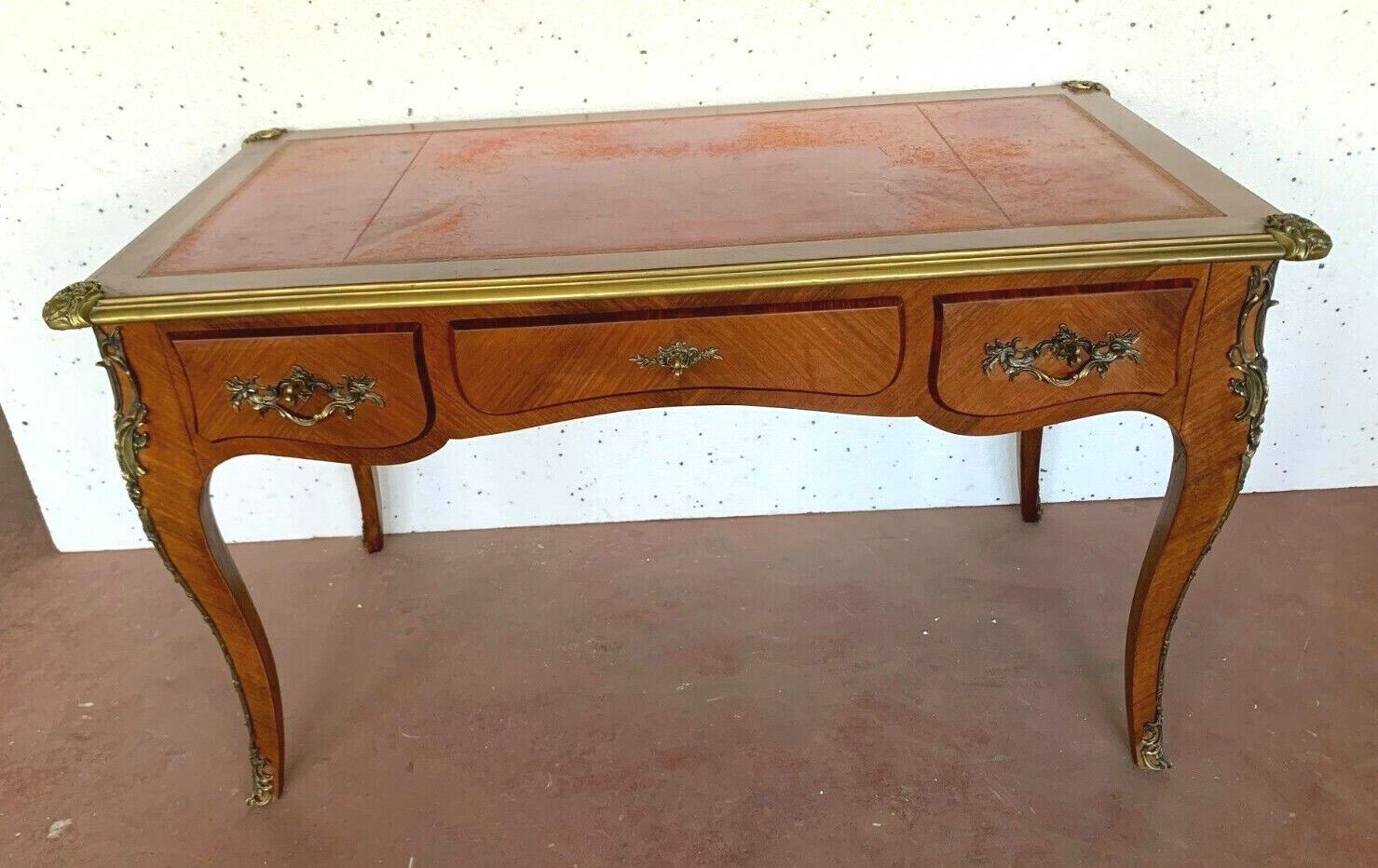 Louis XV Style Sideboard Desk Red Leather Top 20th Century photo furniture
