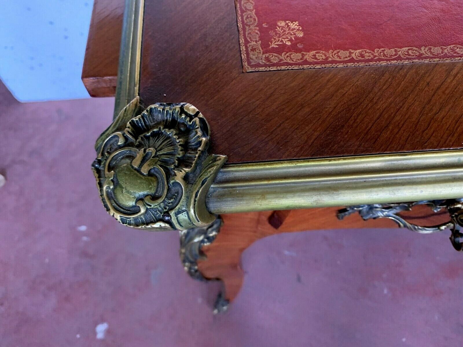 photo furniture Louis XV Style Sideboard Desk Red Leather Top 20th Century