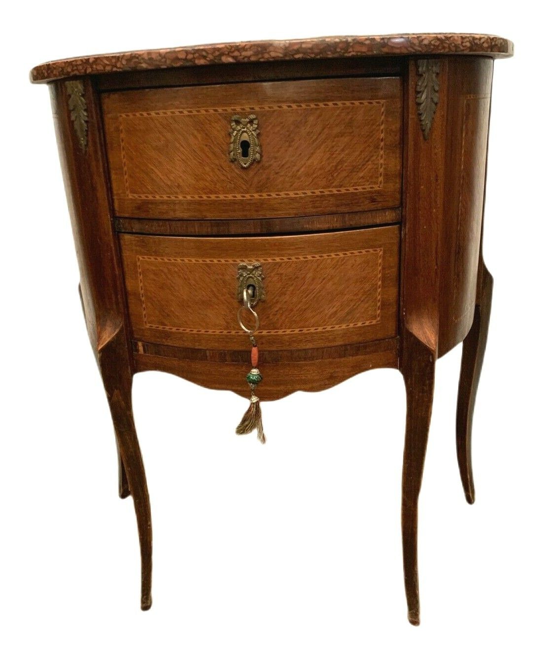 Louis XV Style Half Moon Chest Of Drawers In Marquetry 20th Century