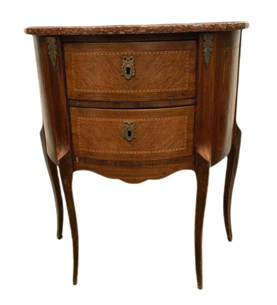Louis XV Style Half Moon Chest Of Drawers In Marquetry 20th Century photo Furniture