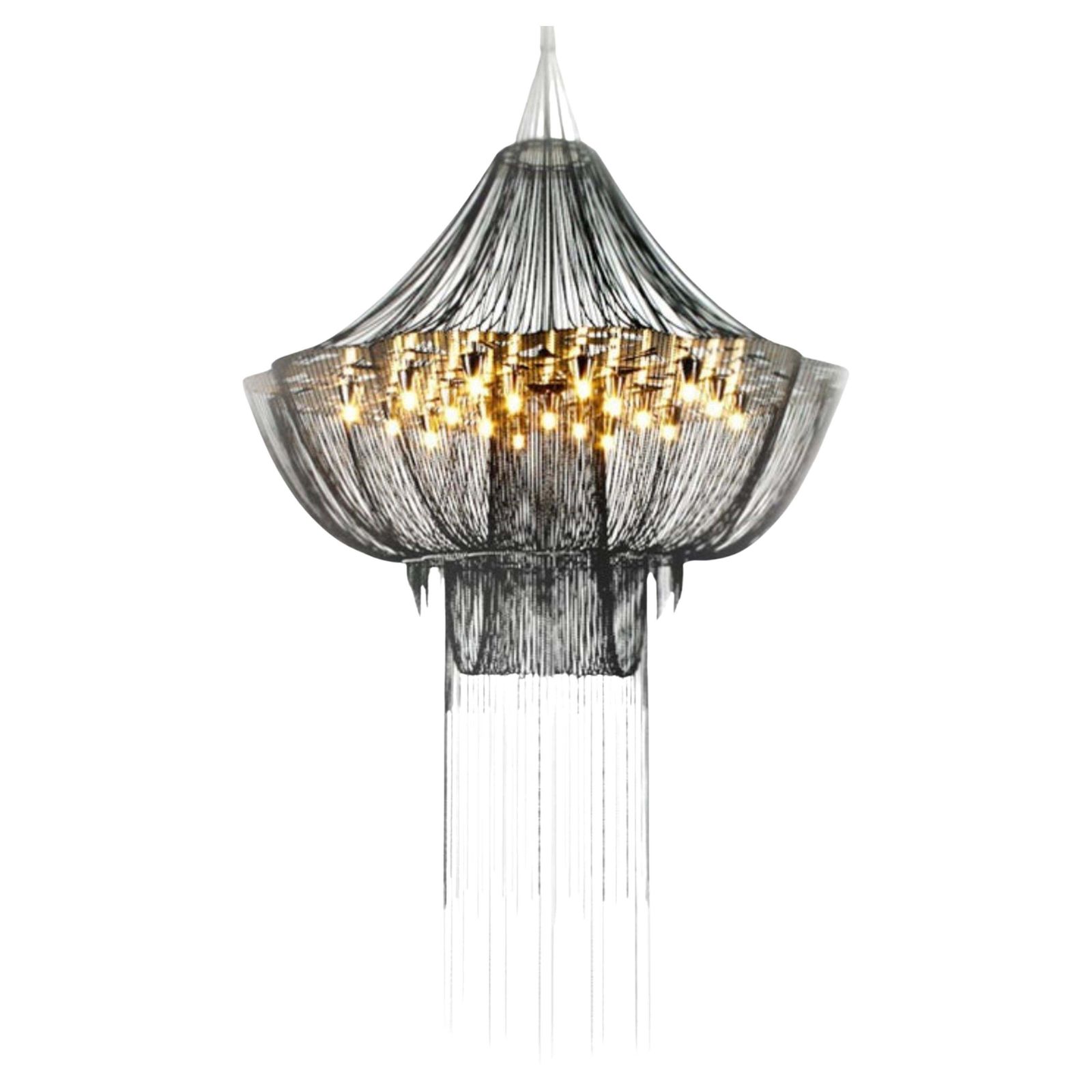 Contemporary Steel And Black Chain 'Flower Of Life' Chandelier By Willowlamp, South Africa