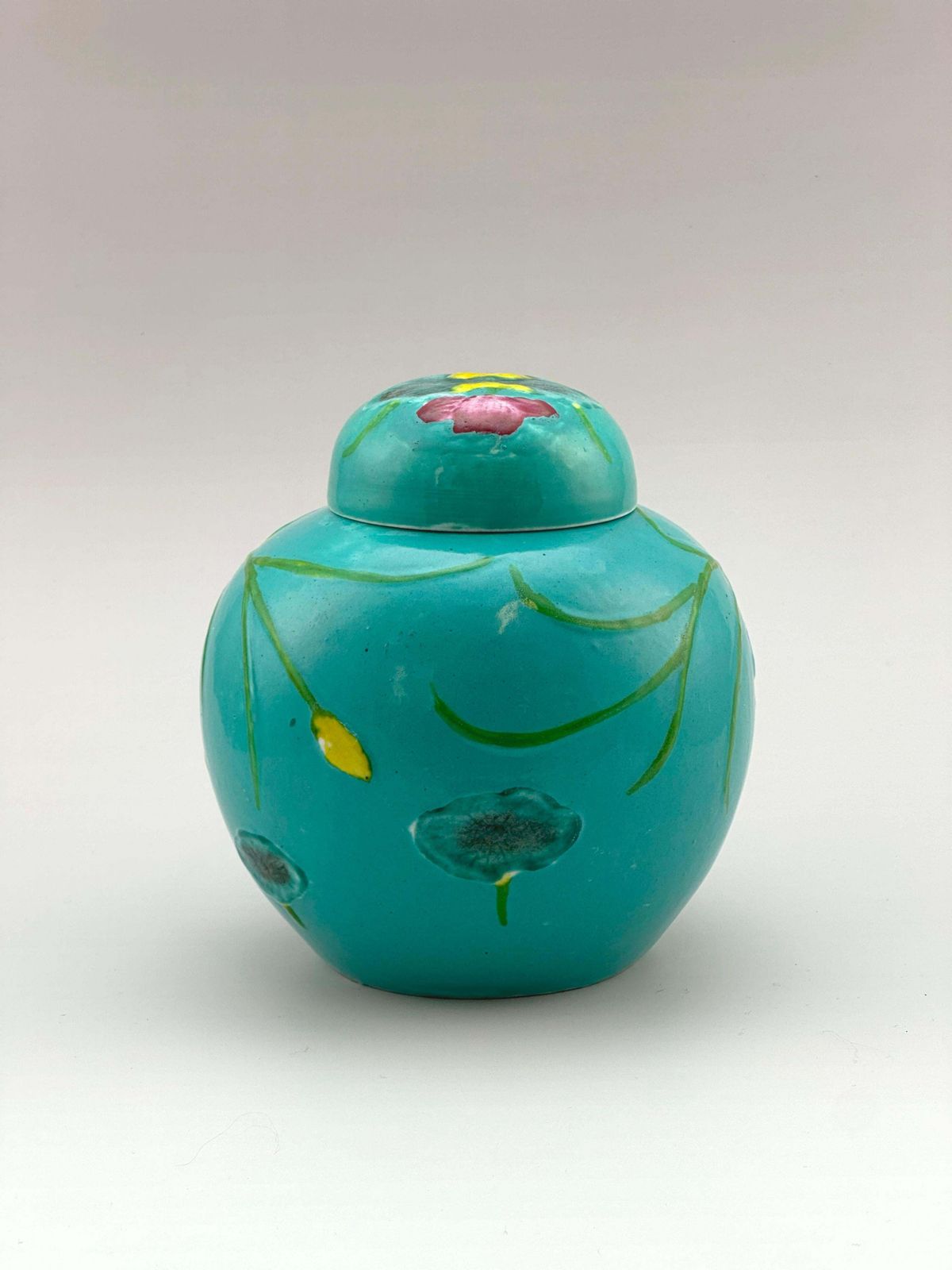 Chinese Turquoise Porcelain Ginger Jar, Wang Bingrong Style, Circa 1950s photo for sale