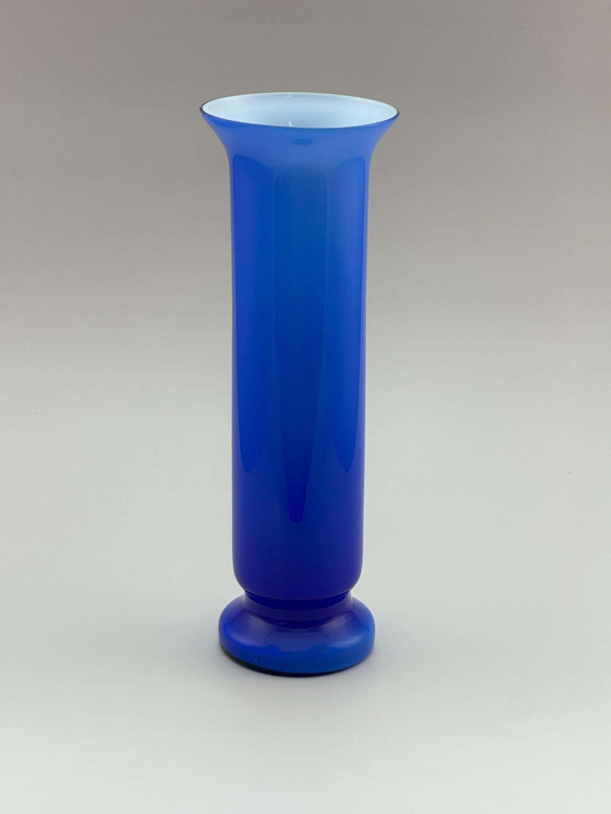 Cobalt Blue Empoli Cased Glass Vase, Italy, Circa 1970s photo for sale