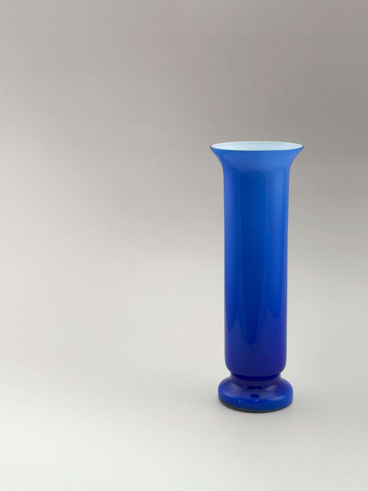 Cobalt Blue Empoli Cased Glass Vase, Italy, Circa 1970s photo vinterior