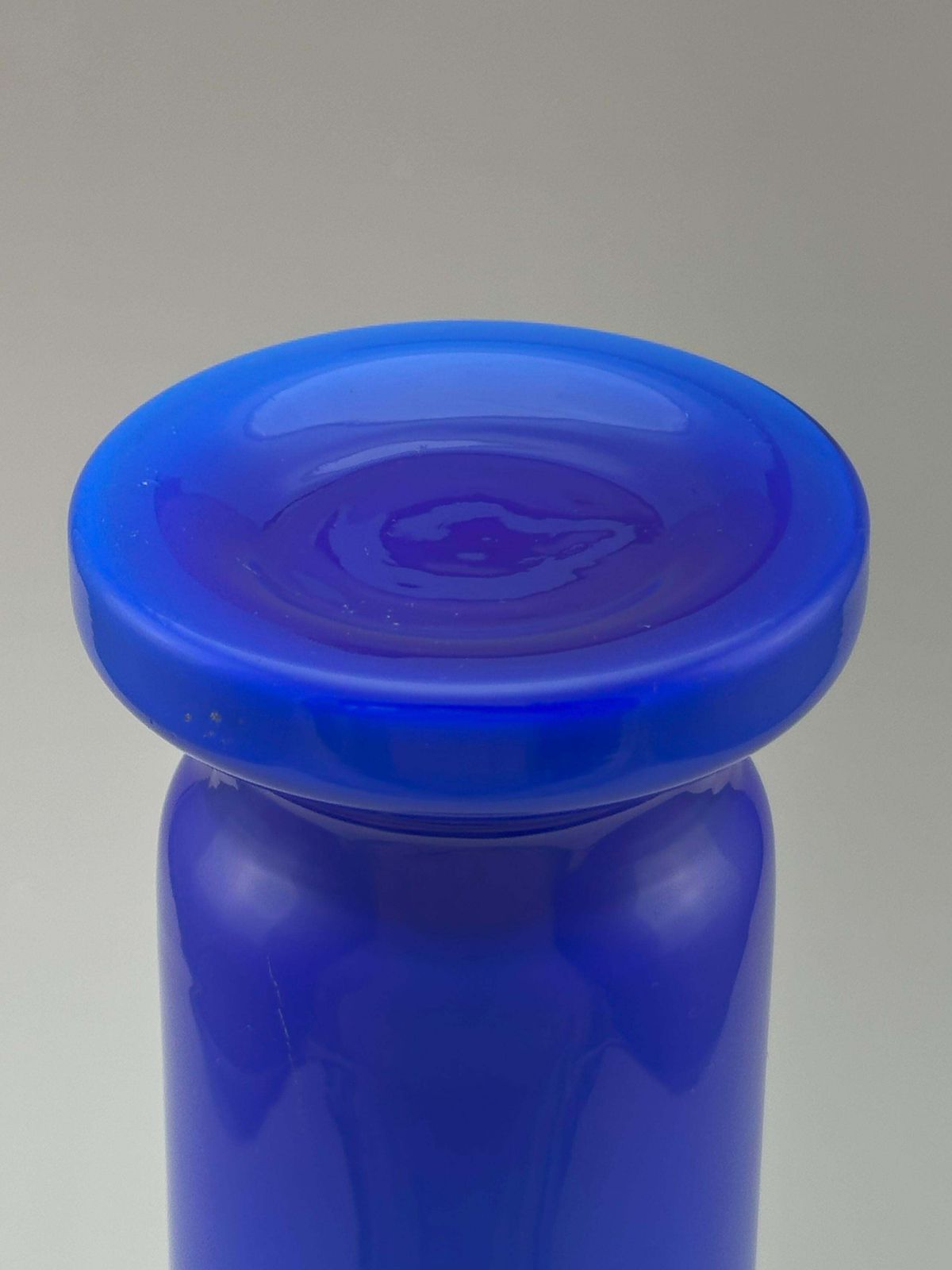 Cobalt Blue Empoli Cased Glass Vase, Italy, Circa 1970s photo vintage