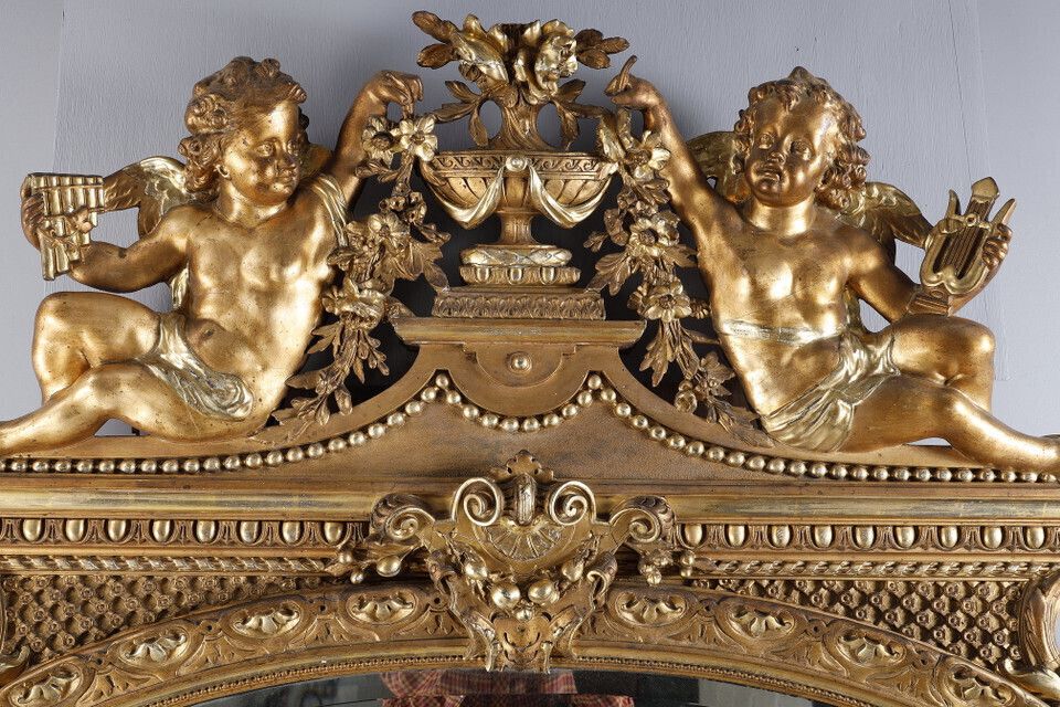 Monumental Louis XVI Style Mirror, Work From The Napoleon III Period photo Home Decor