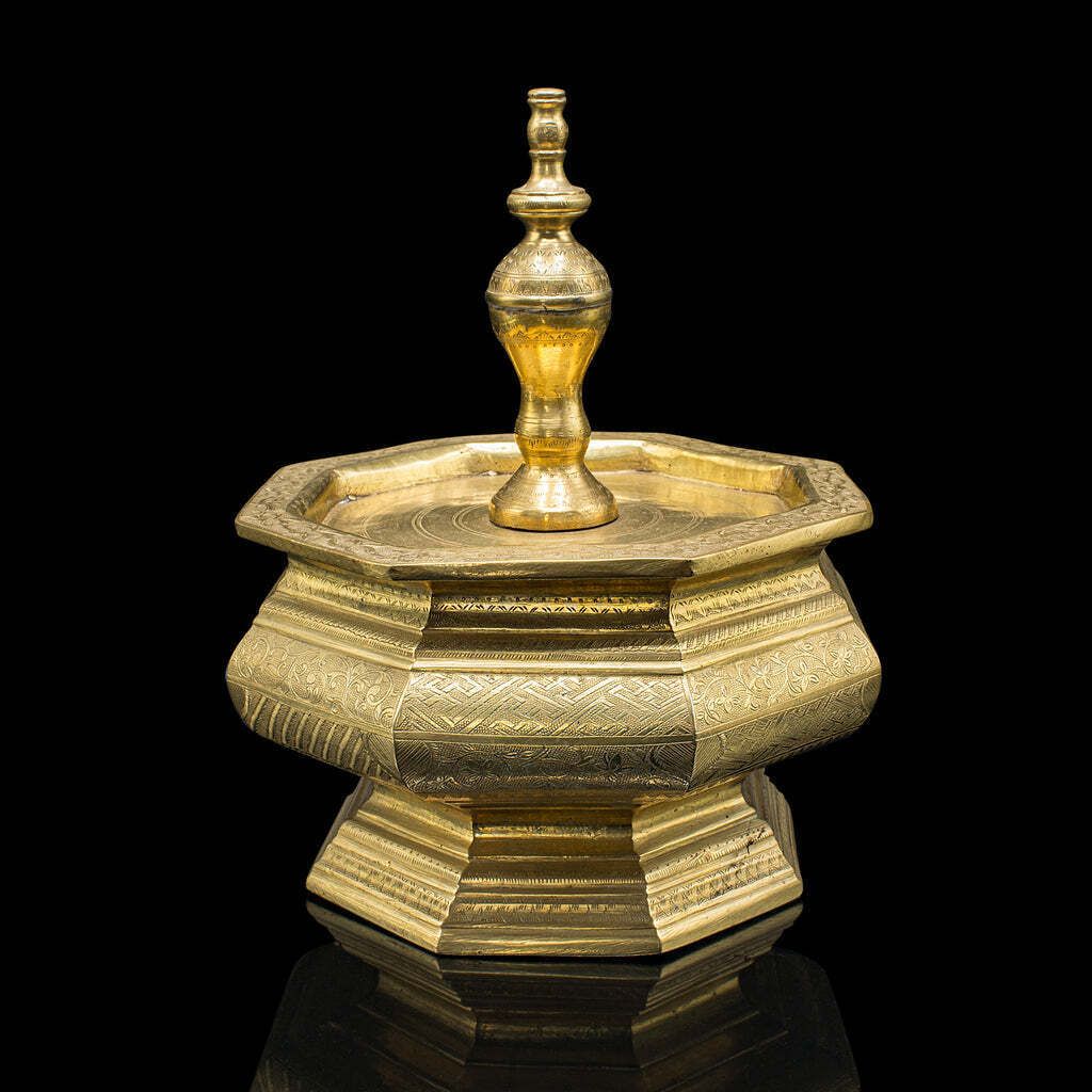 Antique Temple Betel Nut Dish, Indonesian, Engraved Brass Sireh Stand, Victorian photo 1321.0
