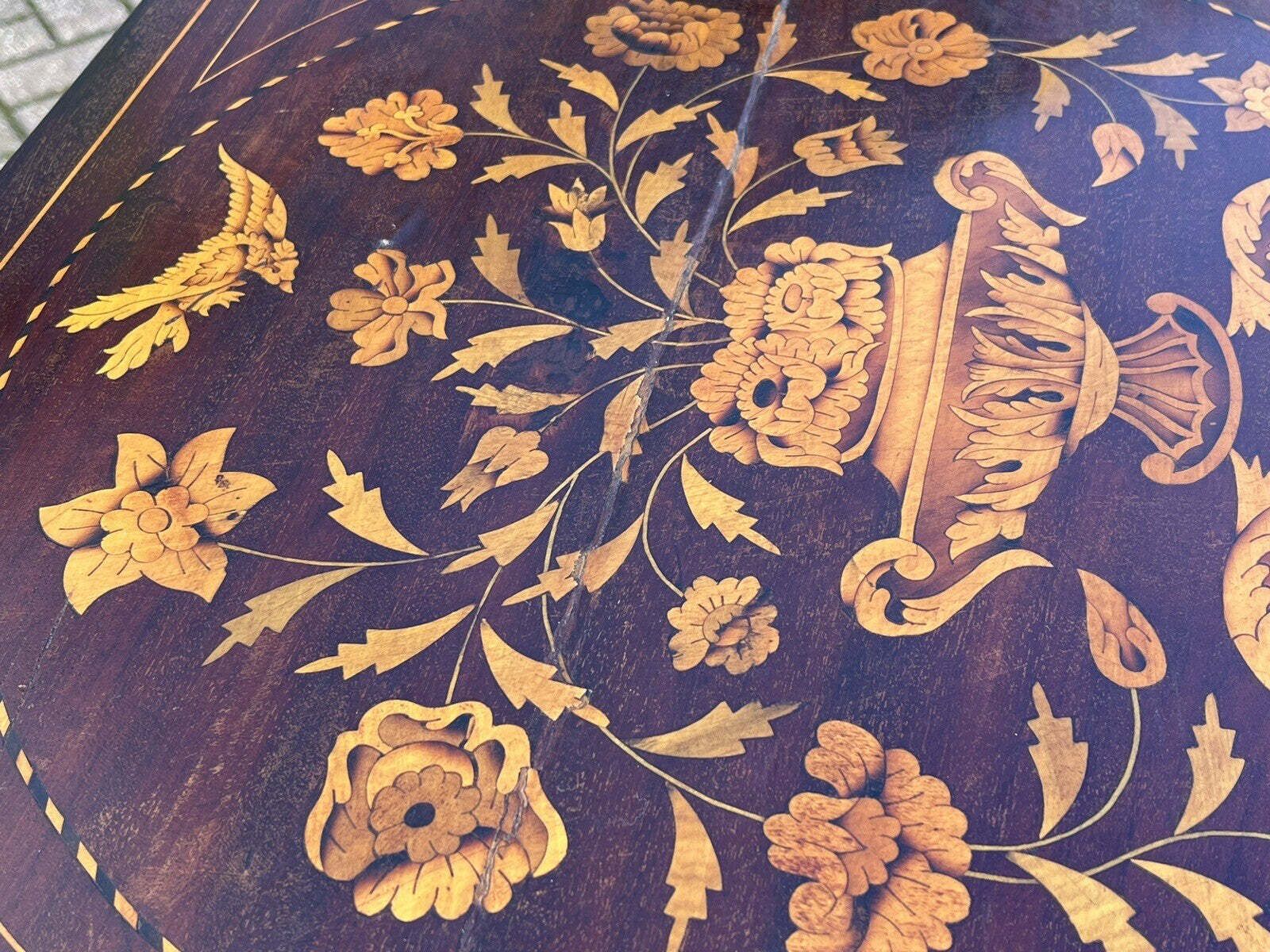18thc Dutch Marquetry Games Table With Fold Over Lid & Card Playing Area photo vintage