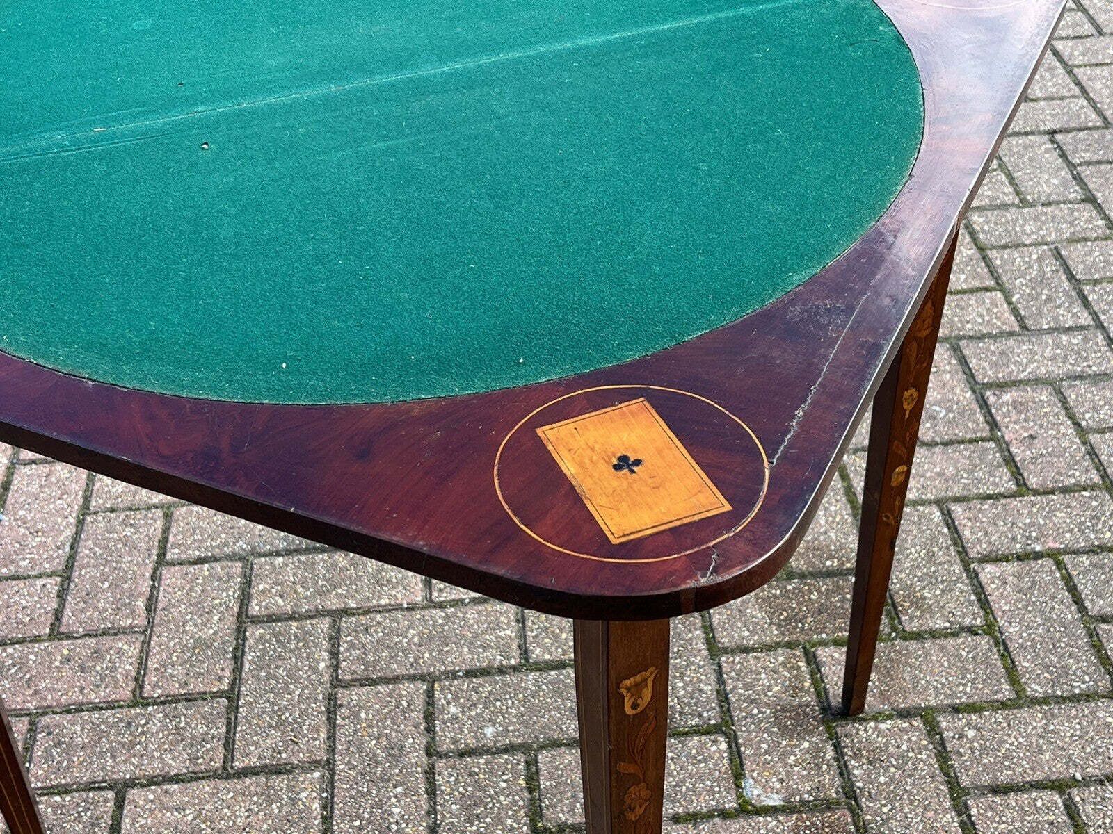 photo furniture Early Dutch Marquetry Games Table With Fold Over Lid And Card Playing Area
