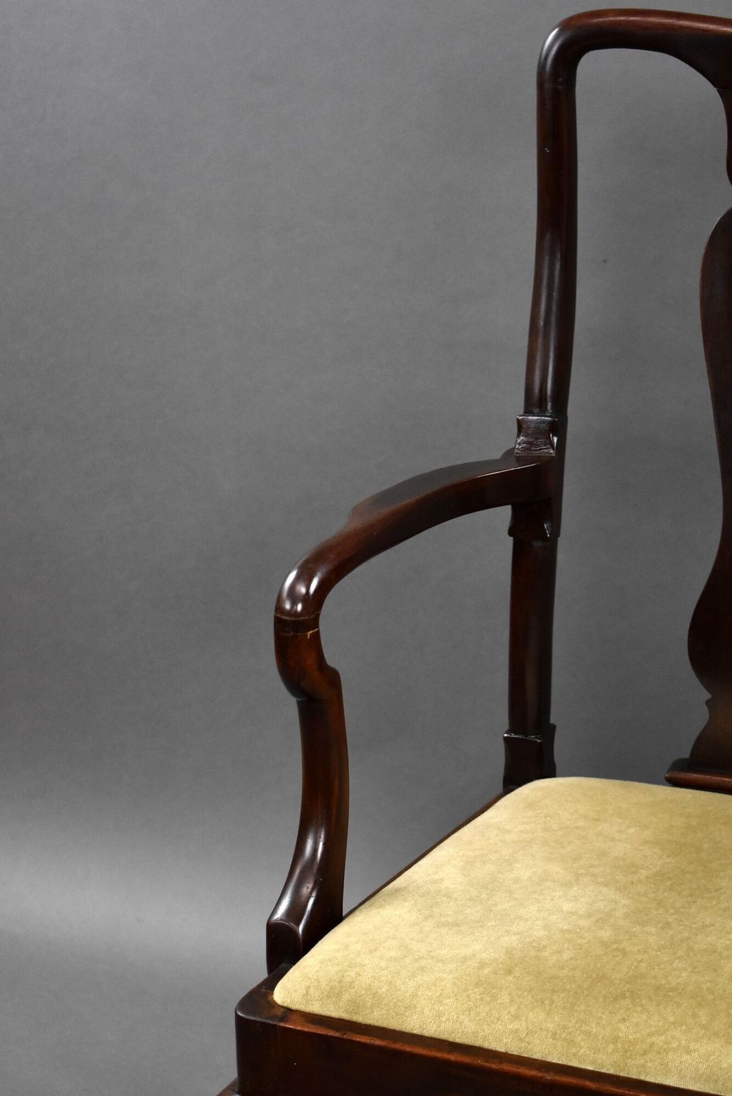 Antique Mahogany Queen Anne Style Open Armchair photo buy