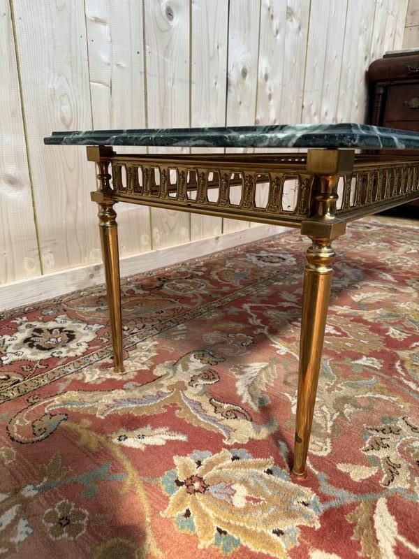 Table Basse De Style Louis XVI En Laiton Et Marbre Vert De Mer photo Garden Furniture