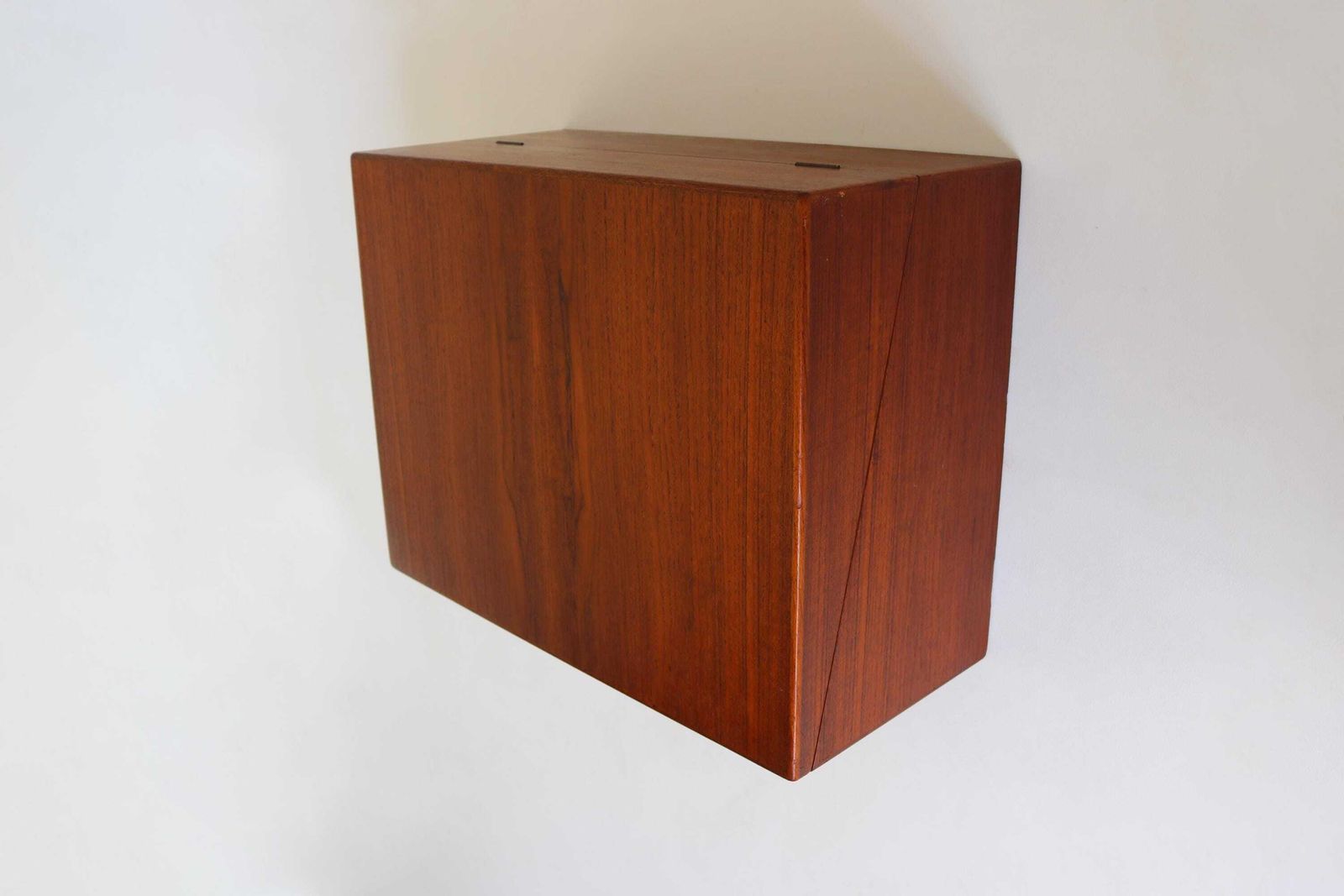 Vintage Danish Teak Wall Mounted Vanity Cabinet By Poul Jensen & Knud Frandsen| Mid Century Scandinavian Modern Flip Top Mirror Cabinet 1960 photo 3561.0