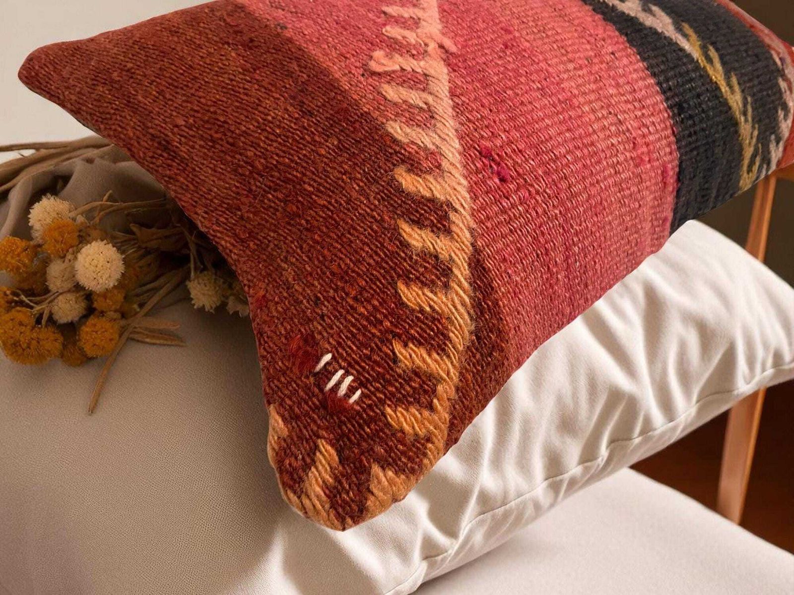 Hand Made Kilim Faced Cushion 12 X 20 Inches, Anatolian Kilim Pillow, Handmade Cushion Cover, Turkish Decor, Home Decor Accent photo 96.0