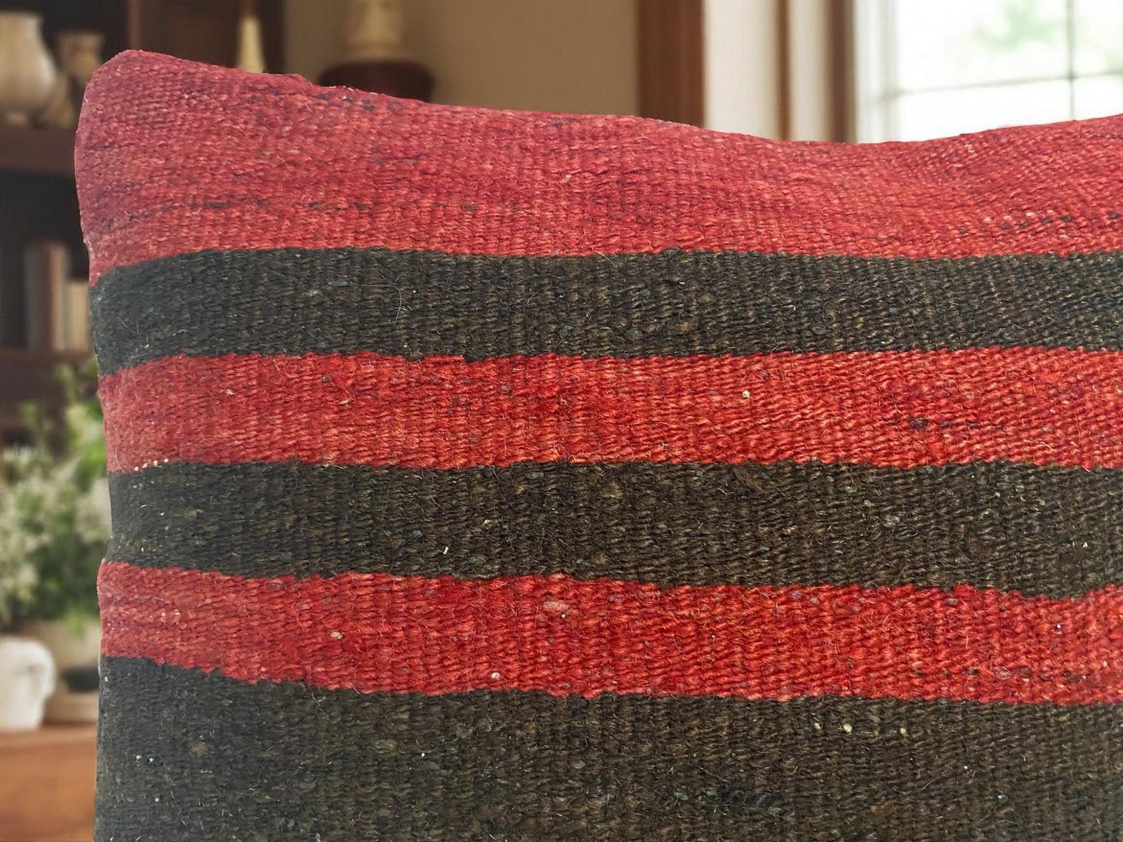 Hand Made Kilim Faced Cushion 16 X 16 Inches, Anatolian Kilim Pillow, Handmade Cushion Cover, Turkish Decor, Home Decor Accent photo 96.0
