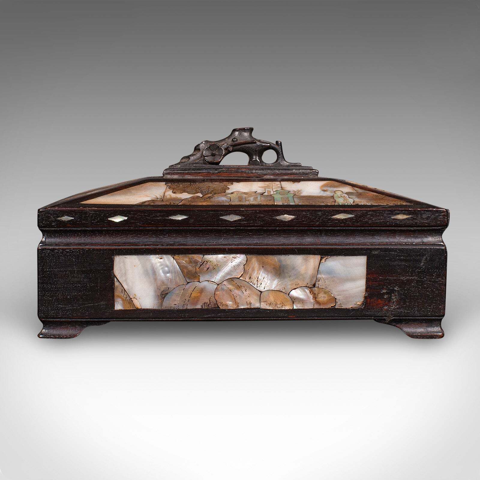 Antique Glove Box, Oriental, Inlaid Decorative Casket, Qing Dynasty, Edwardian photo 791.0