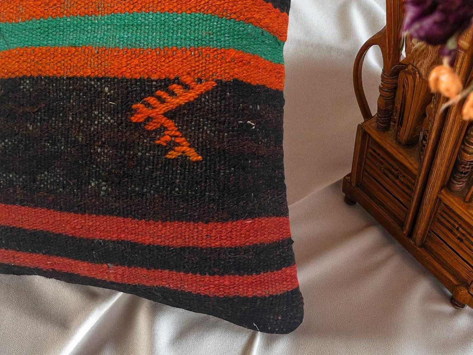 photo furniture Hand Made Kilim Faced Cushion 16 X 16 Inches, Anatolian Kilim Pillow, Handmade Cushion Cover, Turkish Decor, Home Decor Accent
