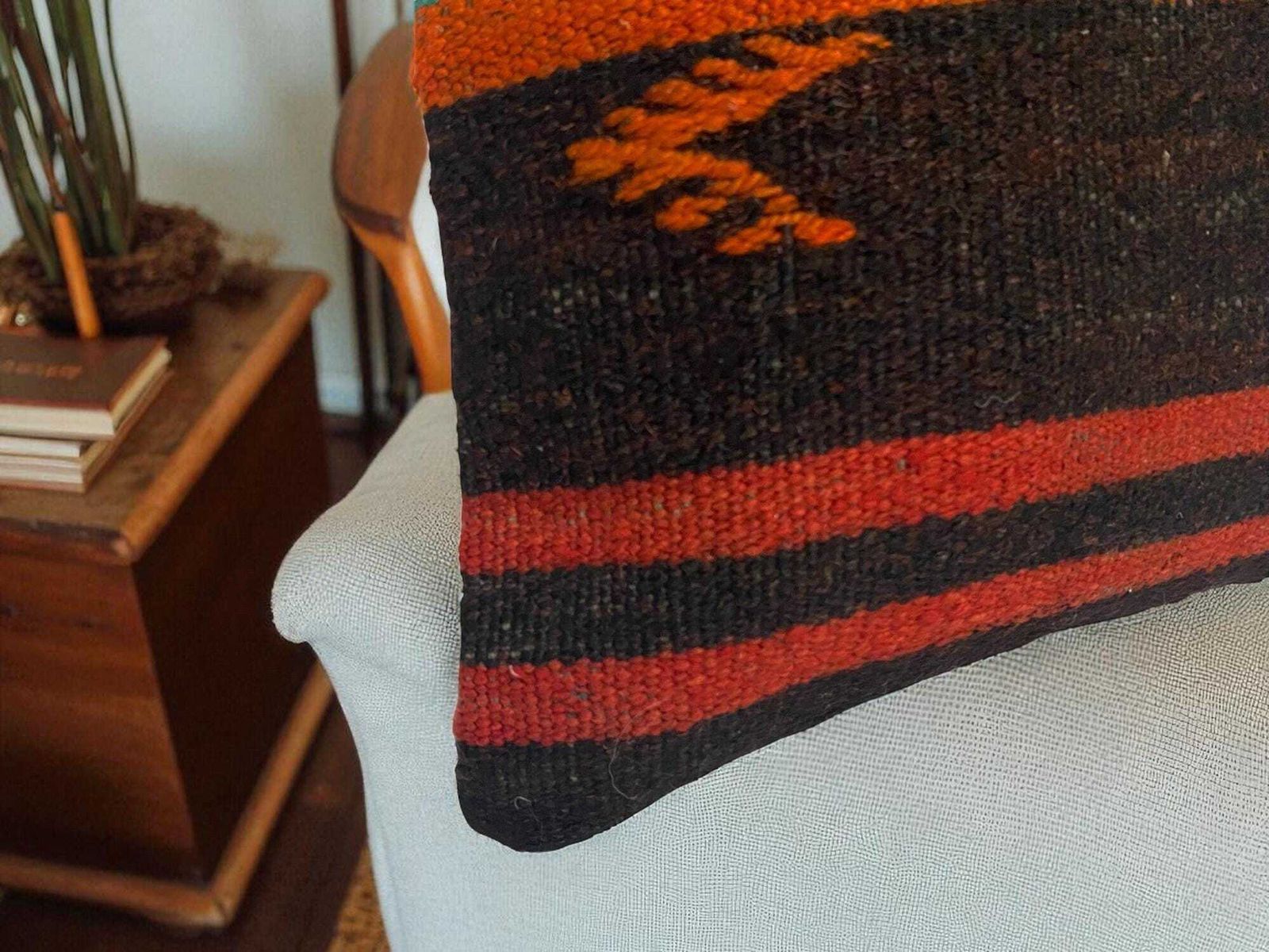 photo for sale Hand Made Kilim Faced Cushion 16 X 16 Inches, Anatolian Kilim Pillow, Handmade Cushion Cover, Turkish Decor, Home Decor Accent