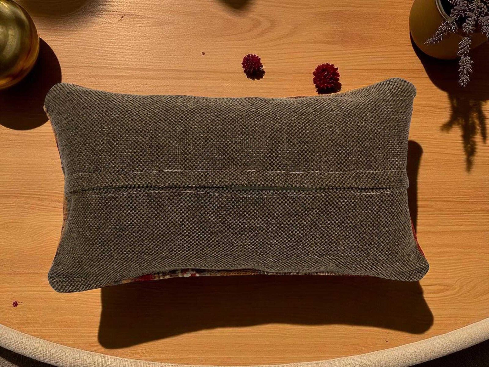 Hand Made Kilim Faced Cushion 12 X 20 Inches, Anatolian Kilim Pillow, Handmade Cushion Cover, Turkish Decor, Home Decor Accent photo for sale