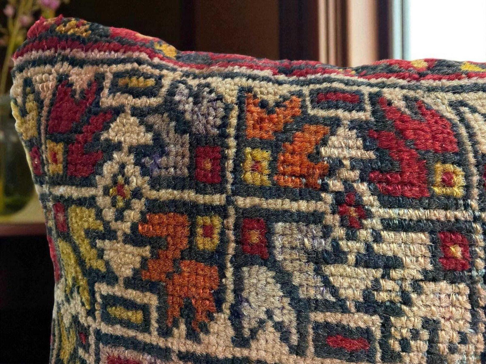 Hand Made Kilim Faced Cushion 12 X 20 Inches, Anatolian Kilim Pillow, Handmade Cushion Cover, Turkish Decor, Home Decor Accent photo vinterior
