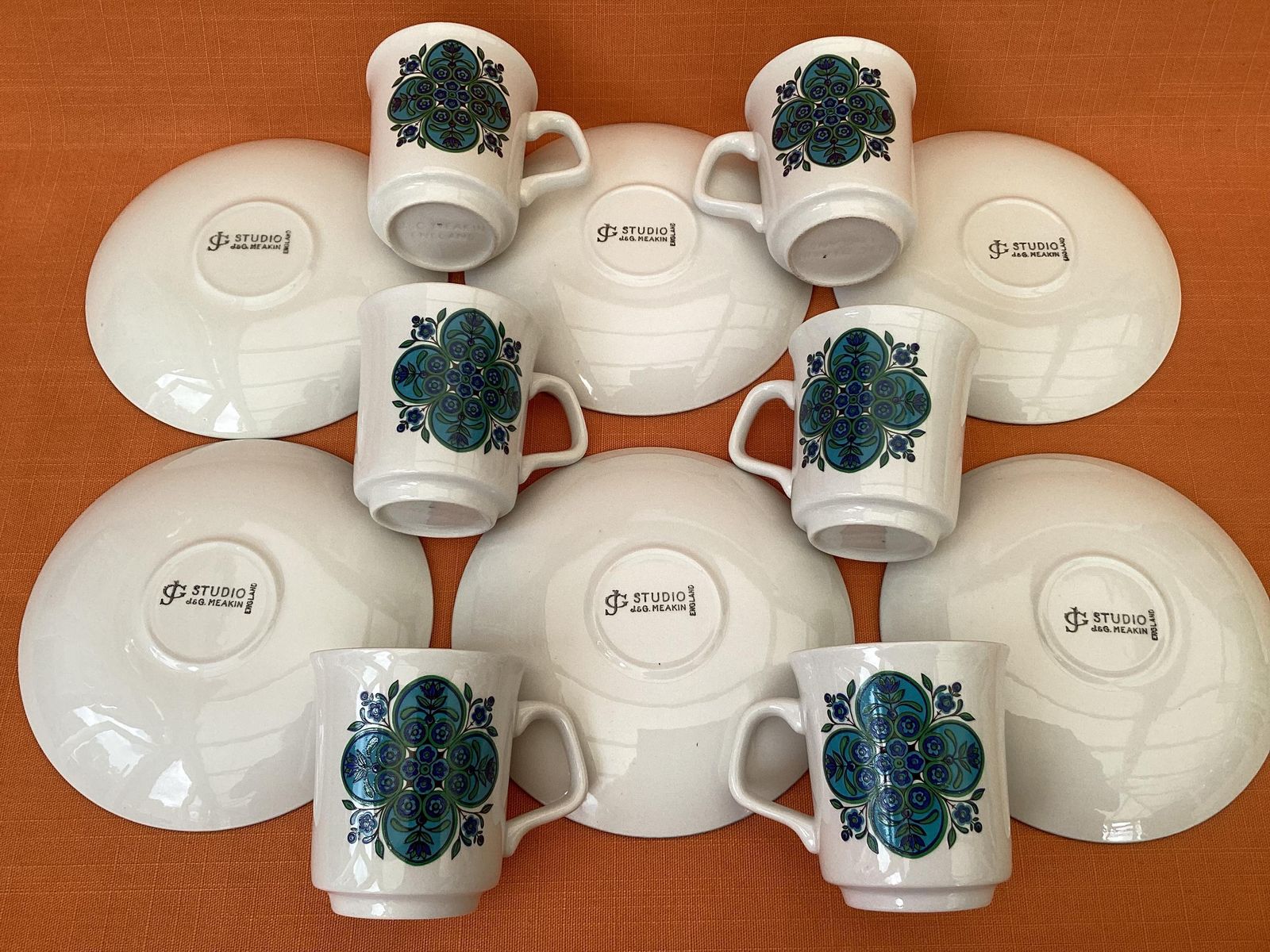 Complete 1960s J&G Meakin Impact Coffee Set: Coffee Pot, 6 Cups And Saucers, Cream Jug, Sugar Bowl, Studio Meakin Impact, Retro Coffee Set photo Home Decor