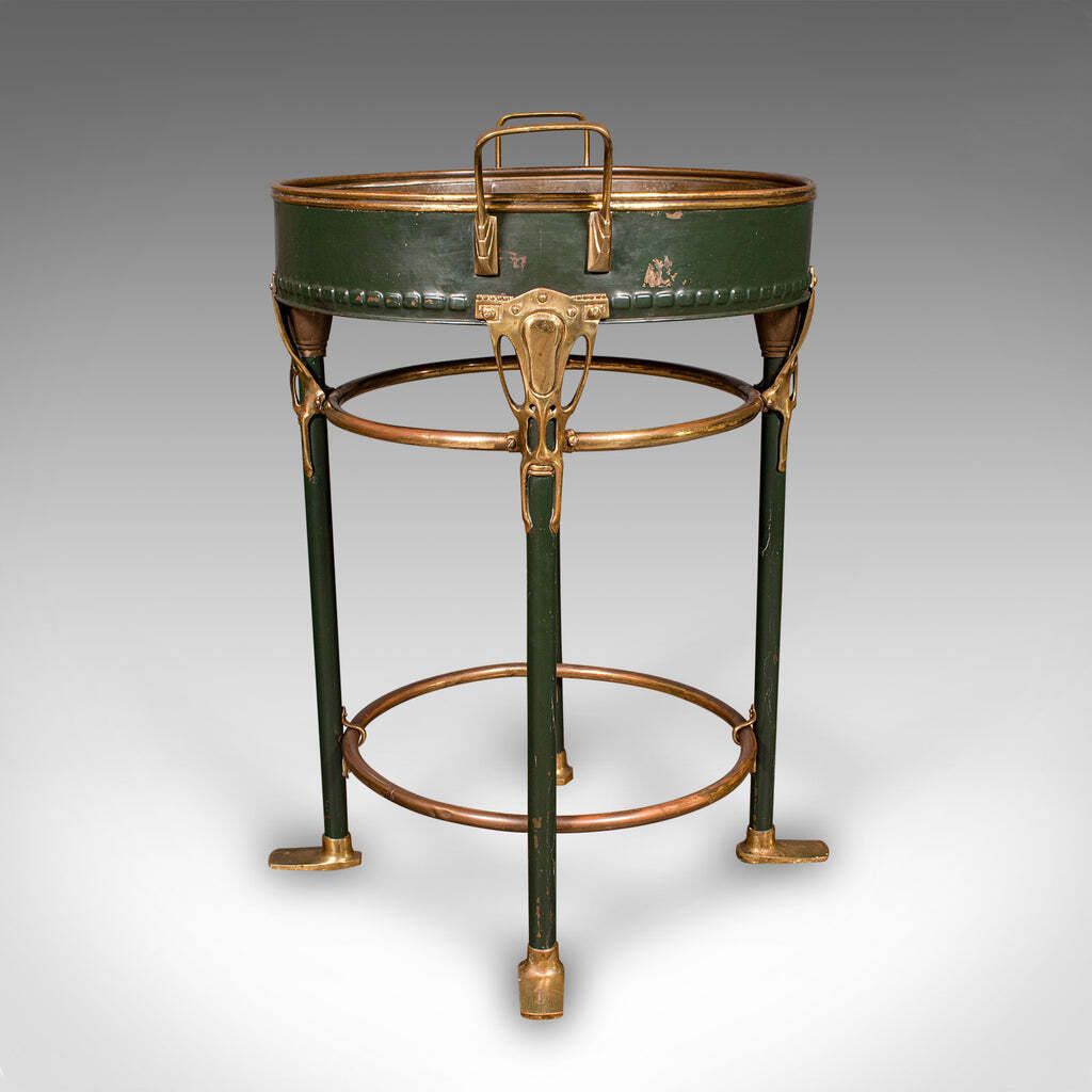 Antique Bottle Cooler, French Brass, Cocktail Party, Jardiniere Stand, Victorian photo for sale