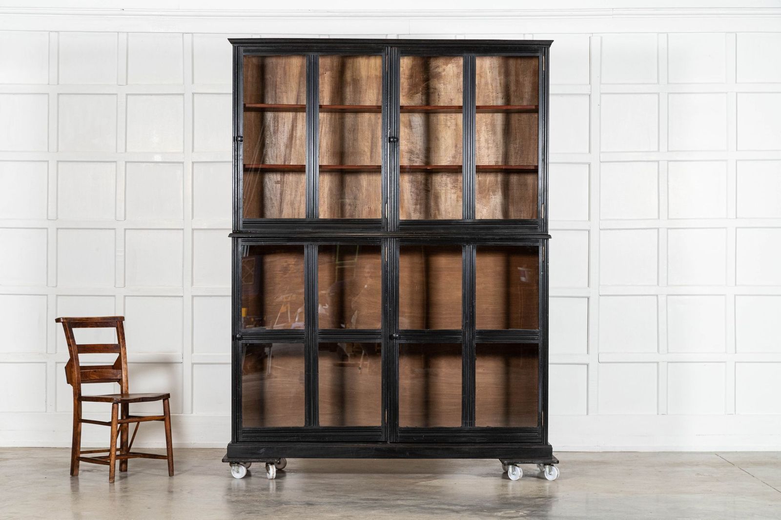 Large English 19thc Ebonised Mahogany Glazed Cabinet photo Furniture