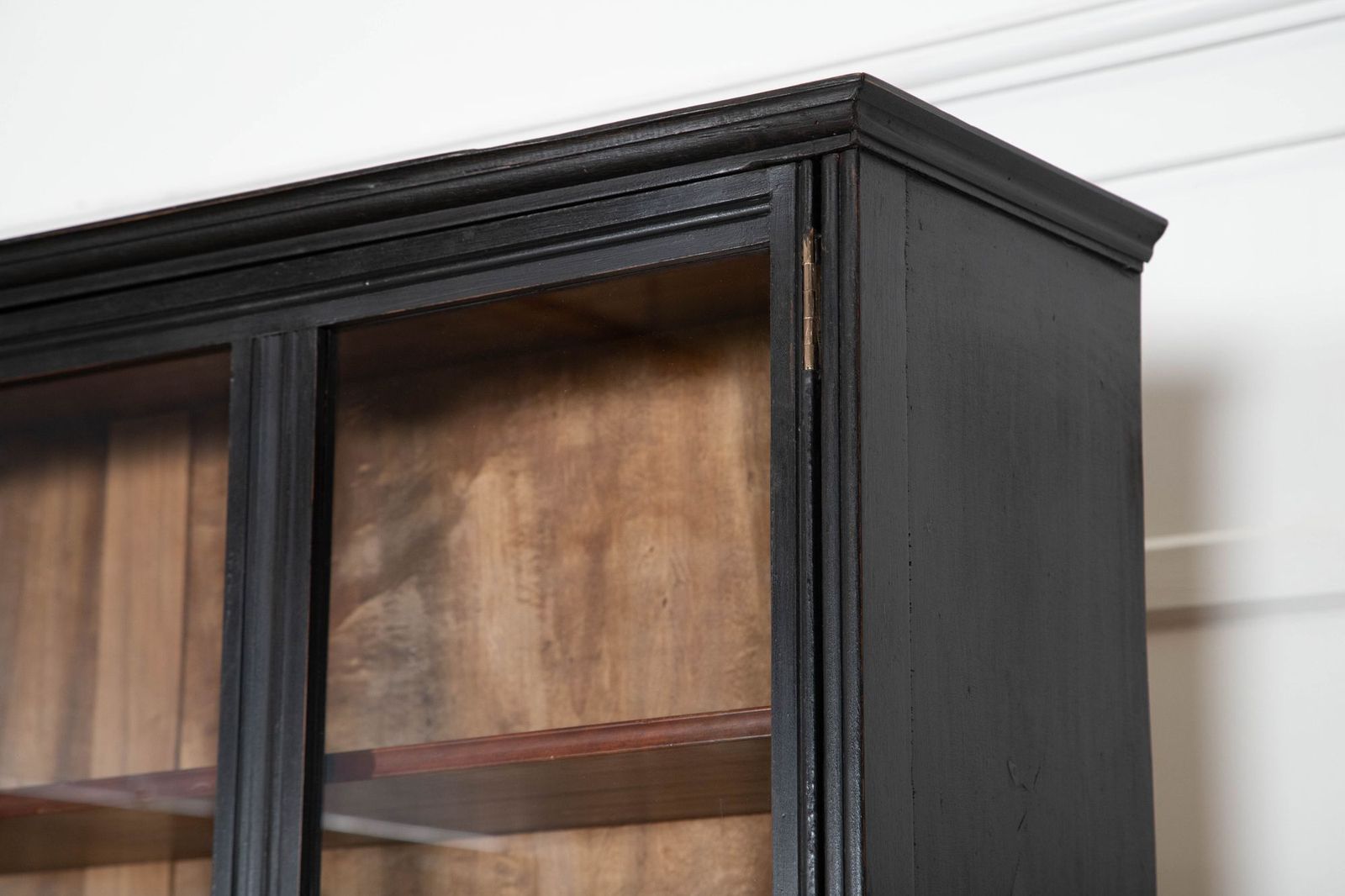photo for sale Large English 19thc Ebonised Mahogany Glazed Cabinet