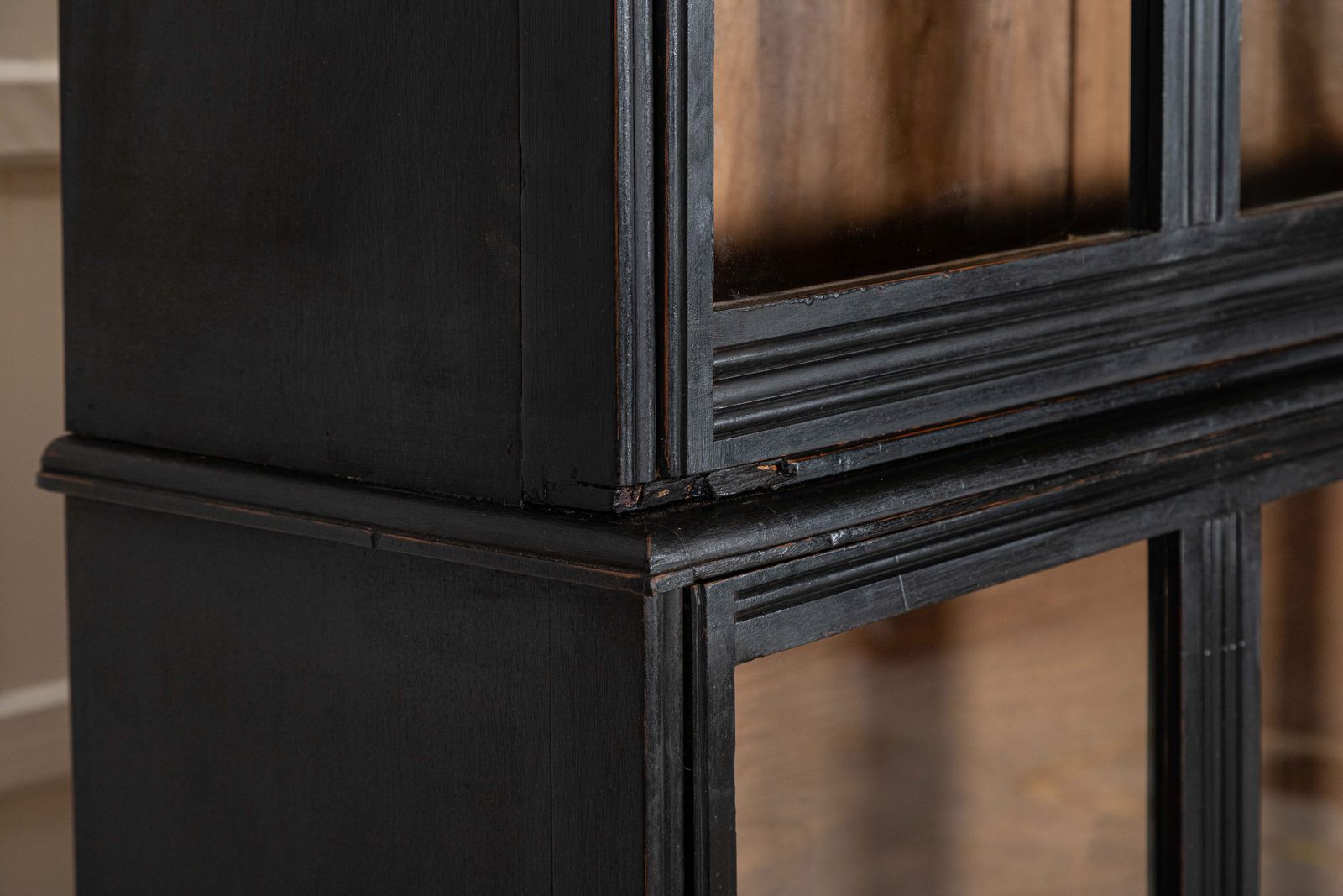 Furniture Large English 19thc Ebonised Mahogany Glazed Cabinet photo