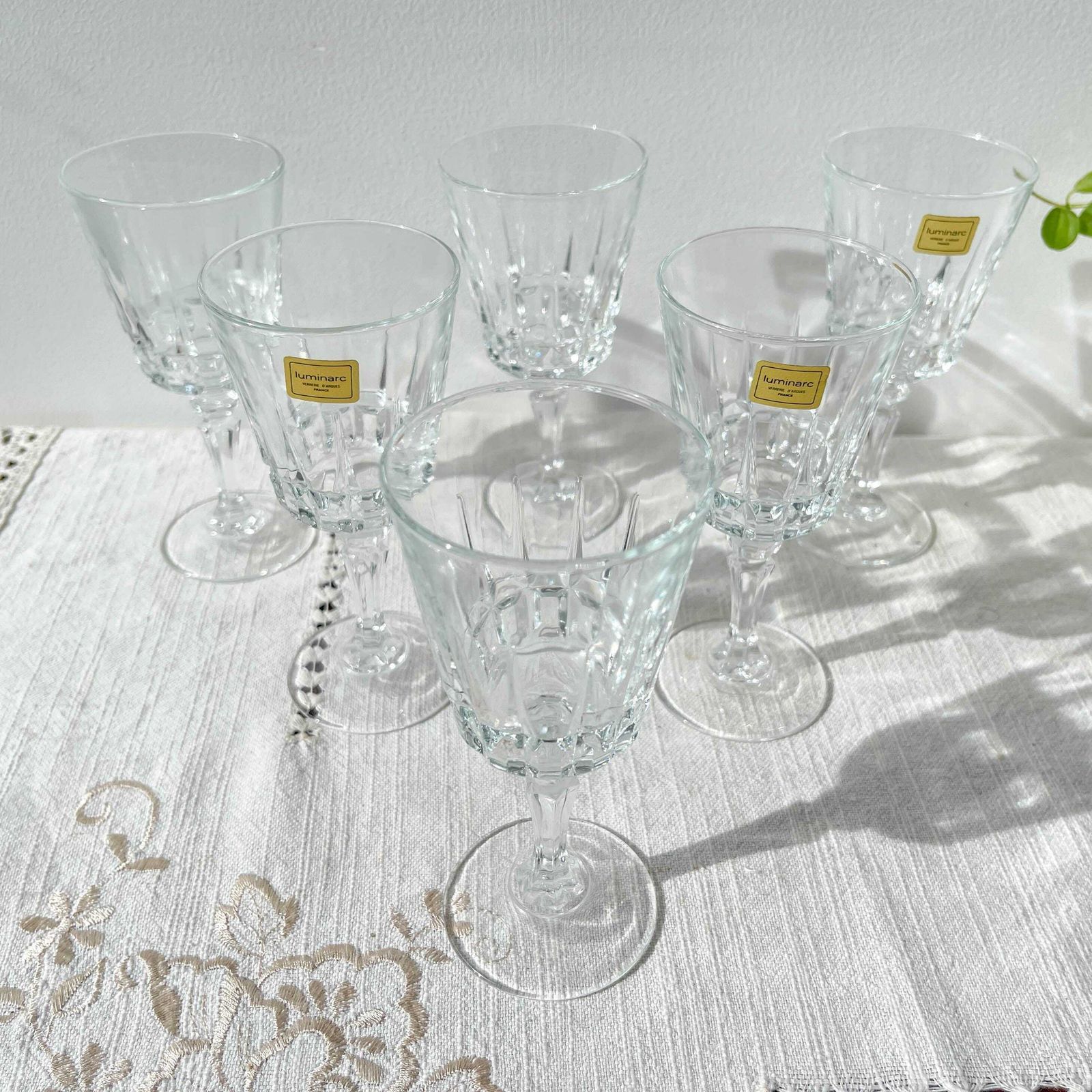 6 Vintage Crystal Red Wine Glasses – Cristal D'arques Chantelle Model – Stemmed Glasses Made In France photo vinterior