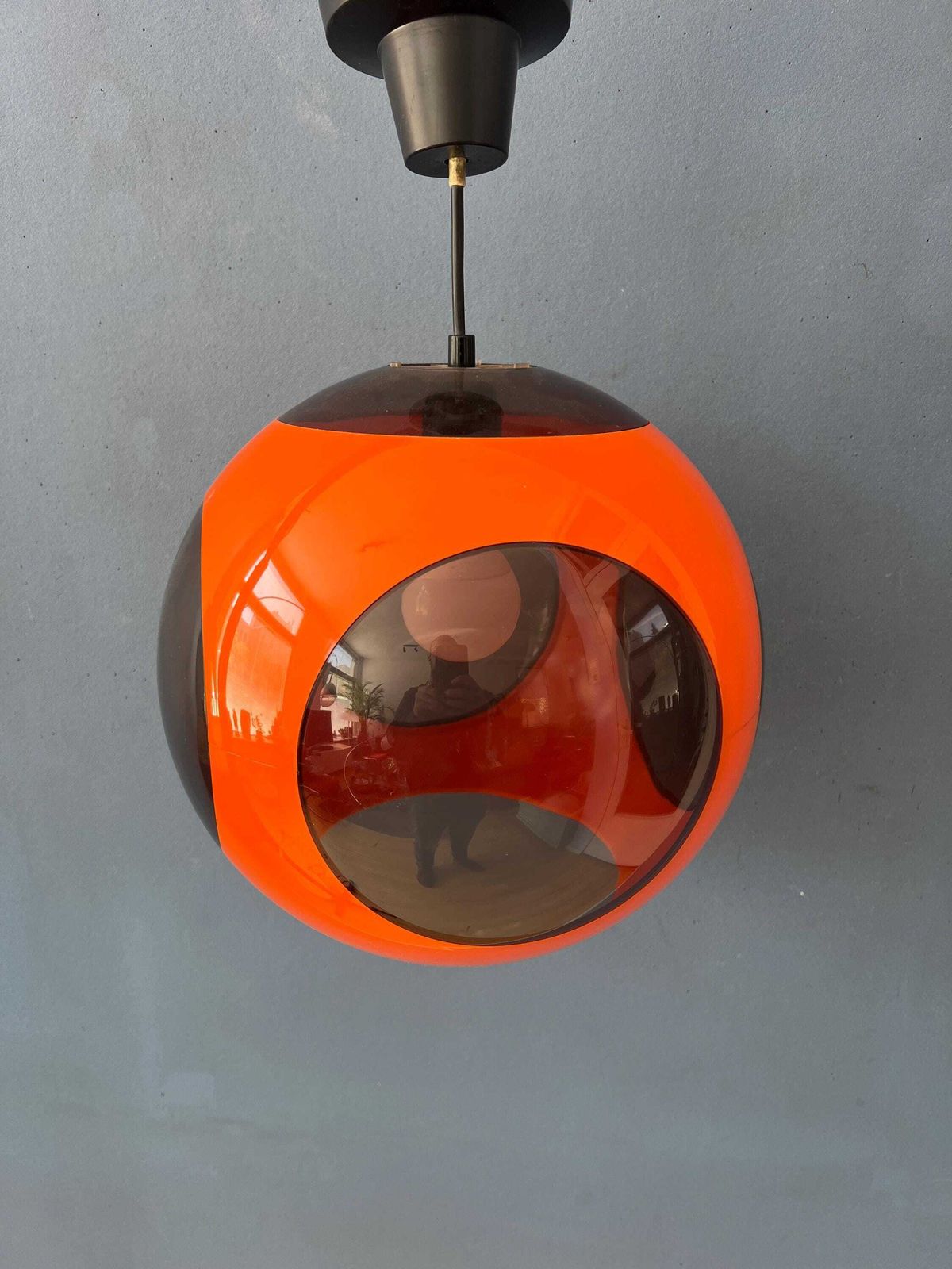 Vintage Orange 'Bug Eye' Massive Space Age Pendant Lamp photo buy