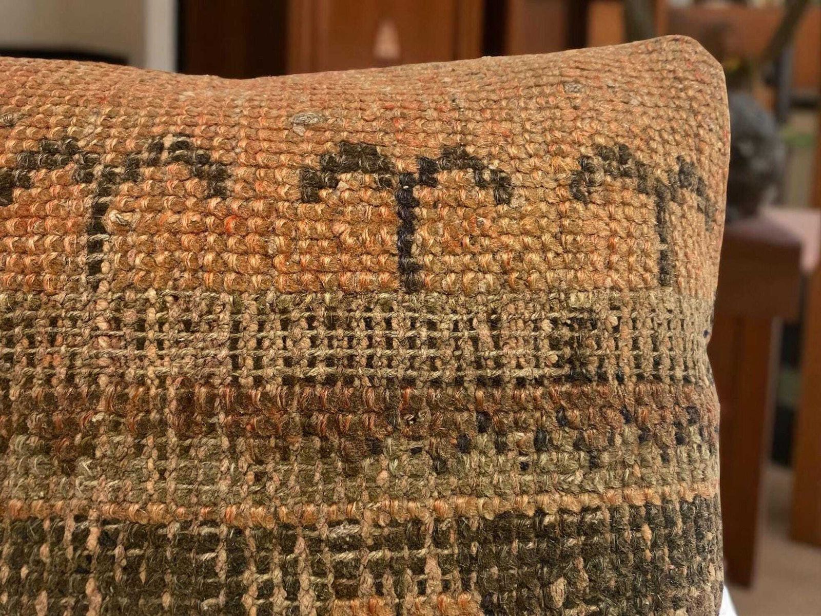 Hand Made Kilim Faced Cushion 16 X 16 Inches, Anatolian Kilim Pillow, Handmade Cushion Cover, Turkish Decor, Home Decor Accent photo 96.0