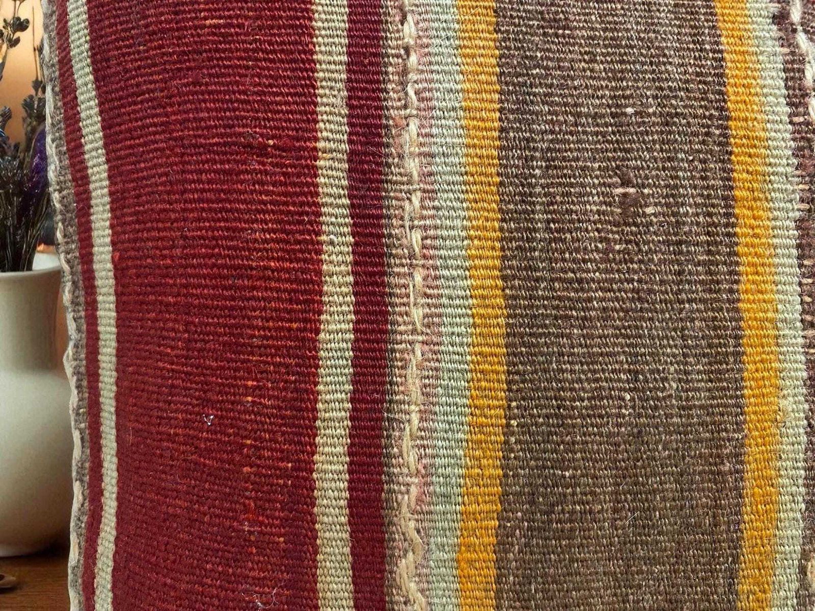 Hand Made Kilim Faced Cushion 16 X 16 Inches, Anatolian Kilim Pillow, Handmade Cushion Cover, Turkish Decor, Home Decor Accent photo vinterior