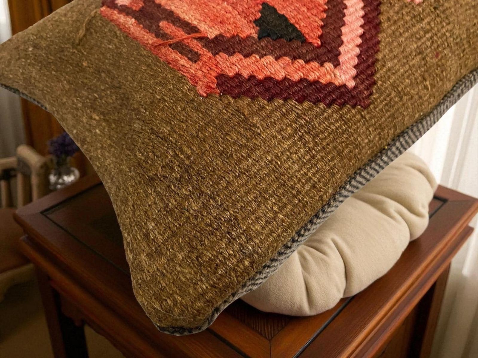 photo for sale Hand Made Kilim Faced Cushion 12 X 20 Inches, Anatolian Kilim Pillow, Handmade Cushion Cover, Turkish Decor, Home Decor Accent