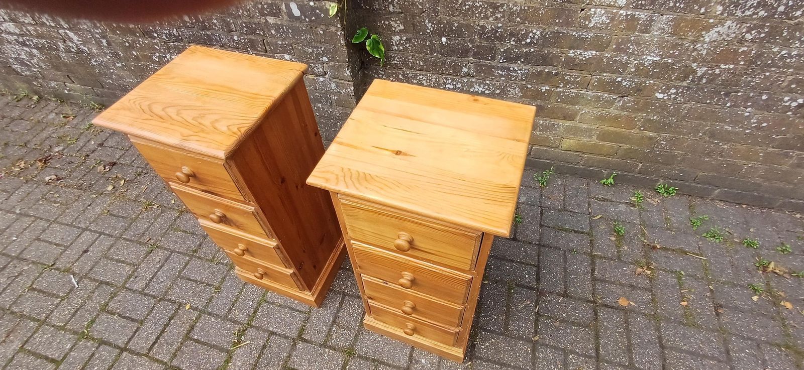 Pair Of Useful This Rustic Solid Pine 4 Drawer Slim Flight Chest Of Drawers | Vintage Storage Tallboys Rustic Shabby Chic photo buy