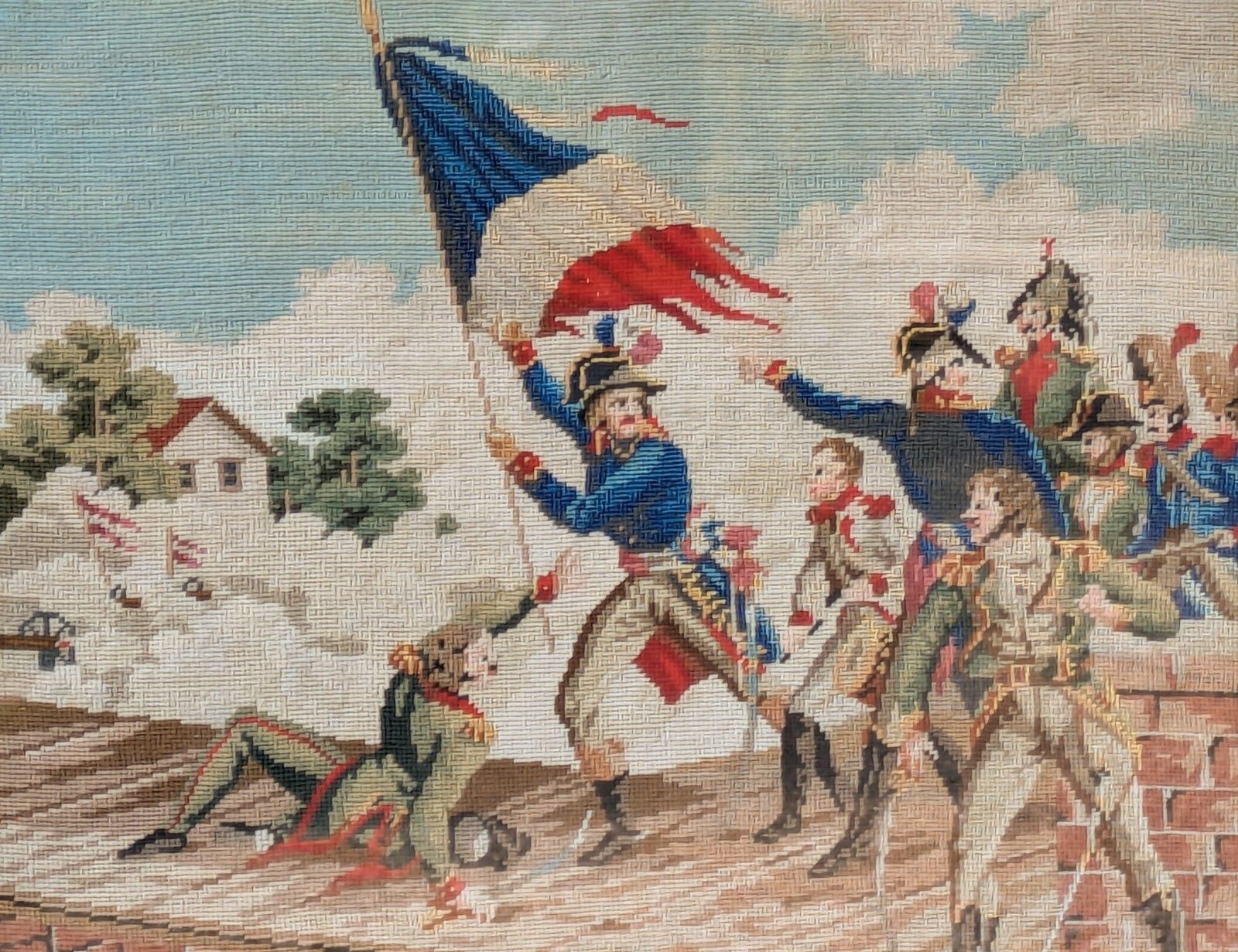 Embroidery French Battle Scene 19th Century photo for sale