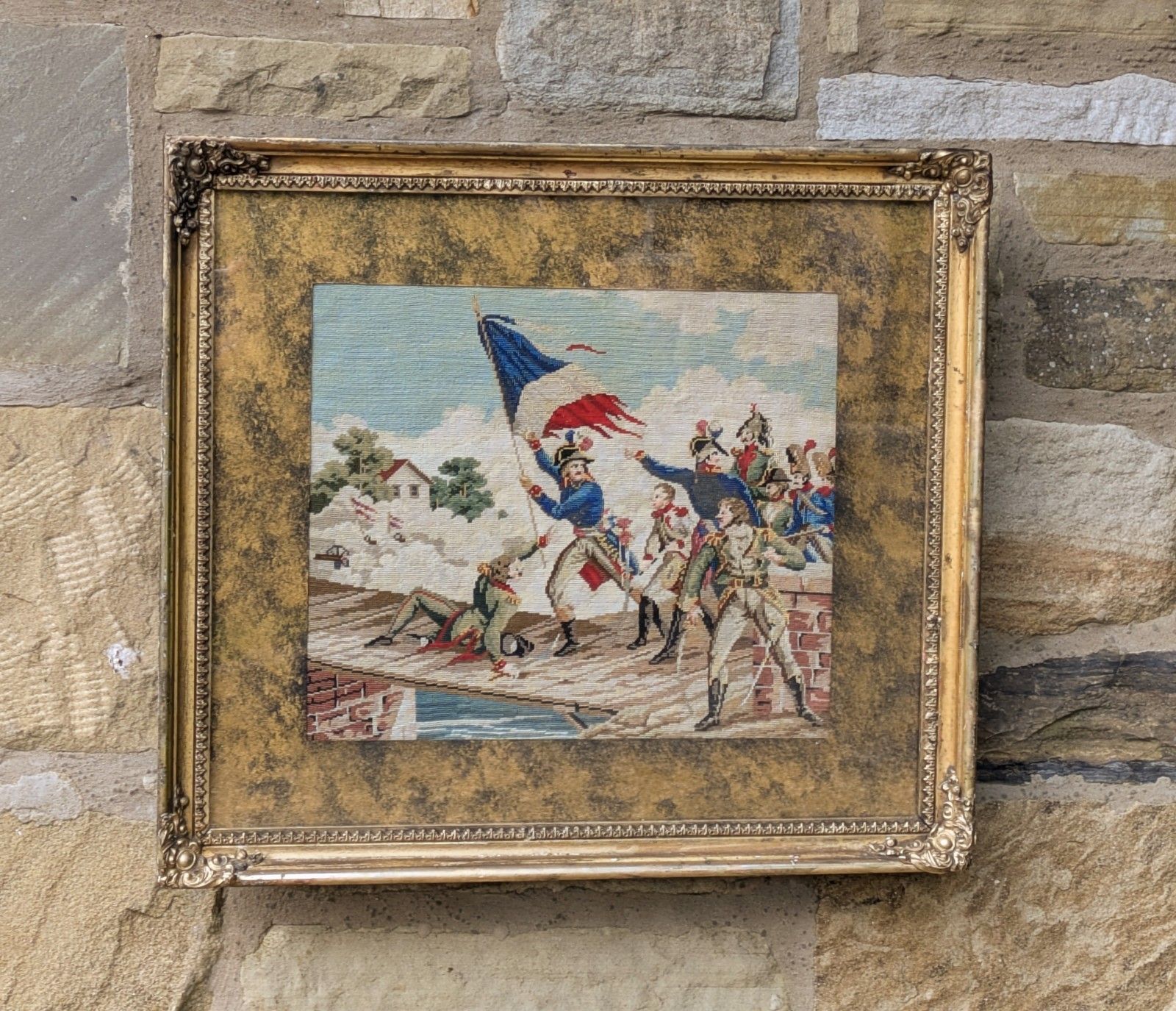 Embroidery French Battle Scene 19th Century photo Art