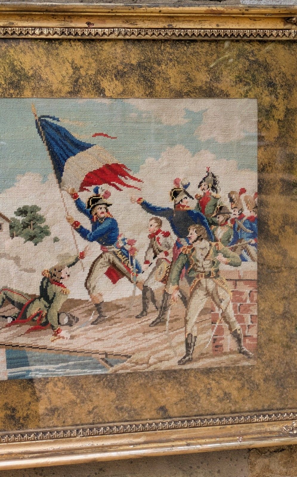 Embroidery French Battle Scene 19th Century photo buy