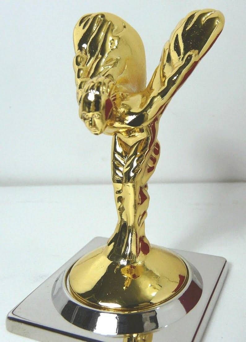 Rare Gold Plated Rolls Royce Motors Spirit Of Ecstasy Classic Car Display Ornament Mascot Emblem Statue Gift Boxed The Flying Lady Silver Lady Emily photo for sale