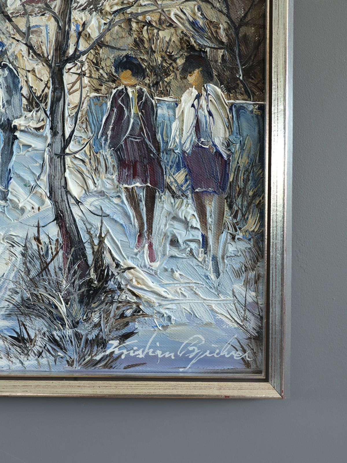 Winter Lane , Oil Painting, Mid 20th Century photo vinterior