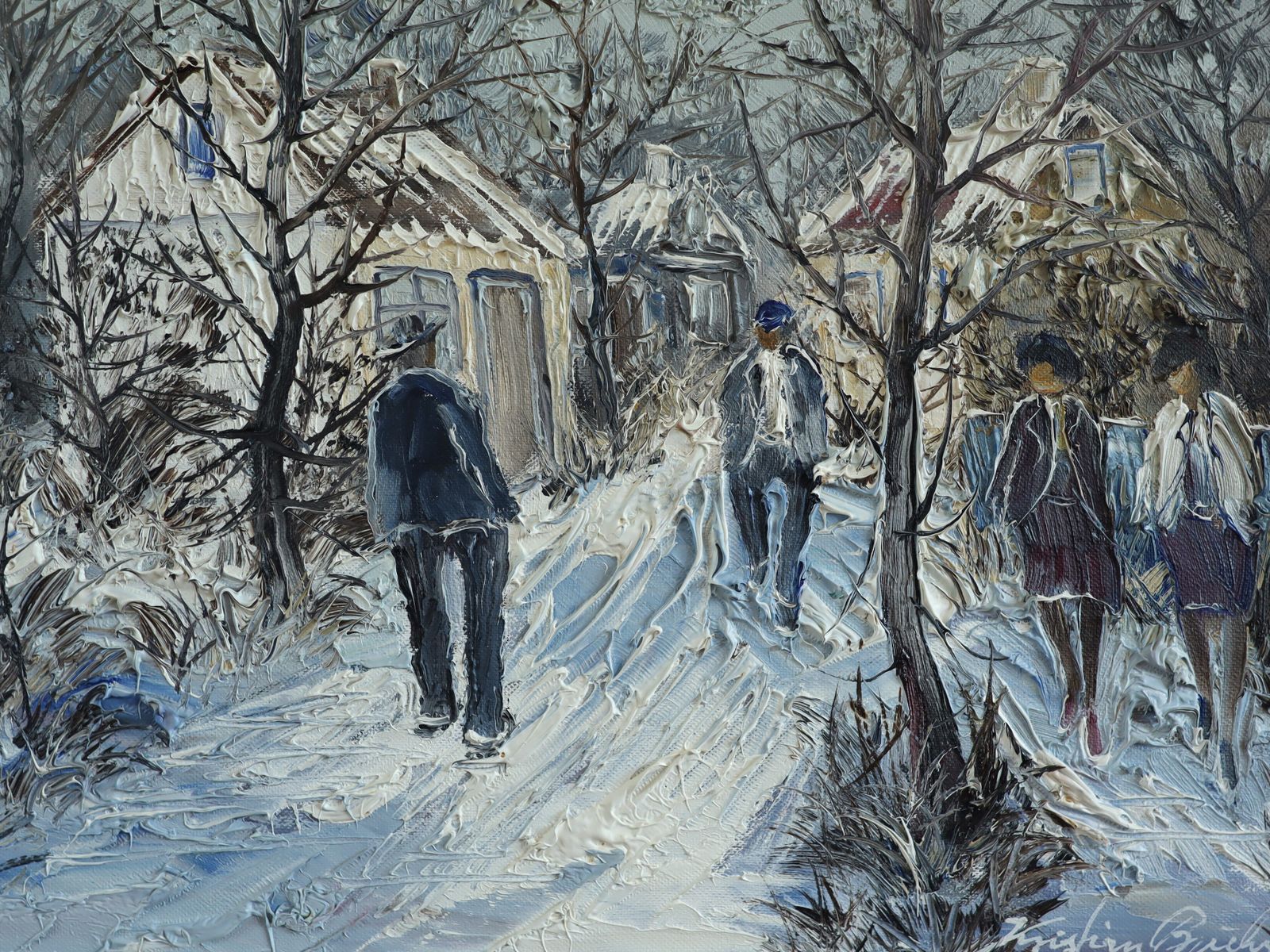 Winter Lane , Oil Painting, Mid 20th Century photo buy
