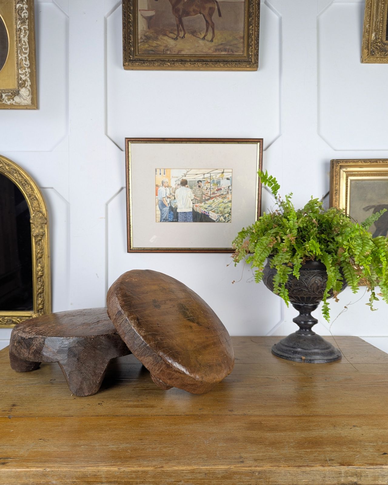 Pair Of Antique Wooden Chapati Boards – Punjab, India photo furniture