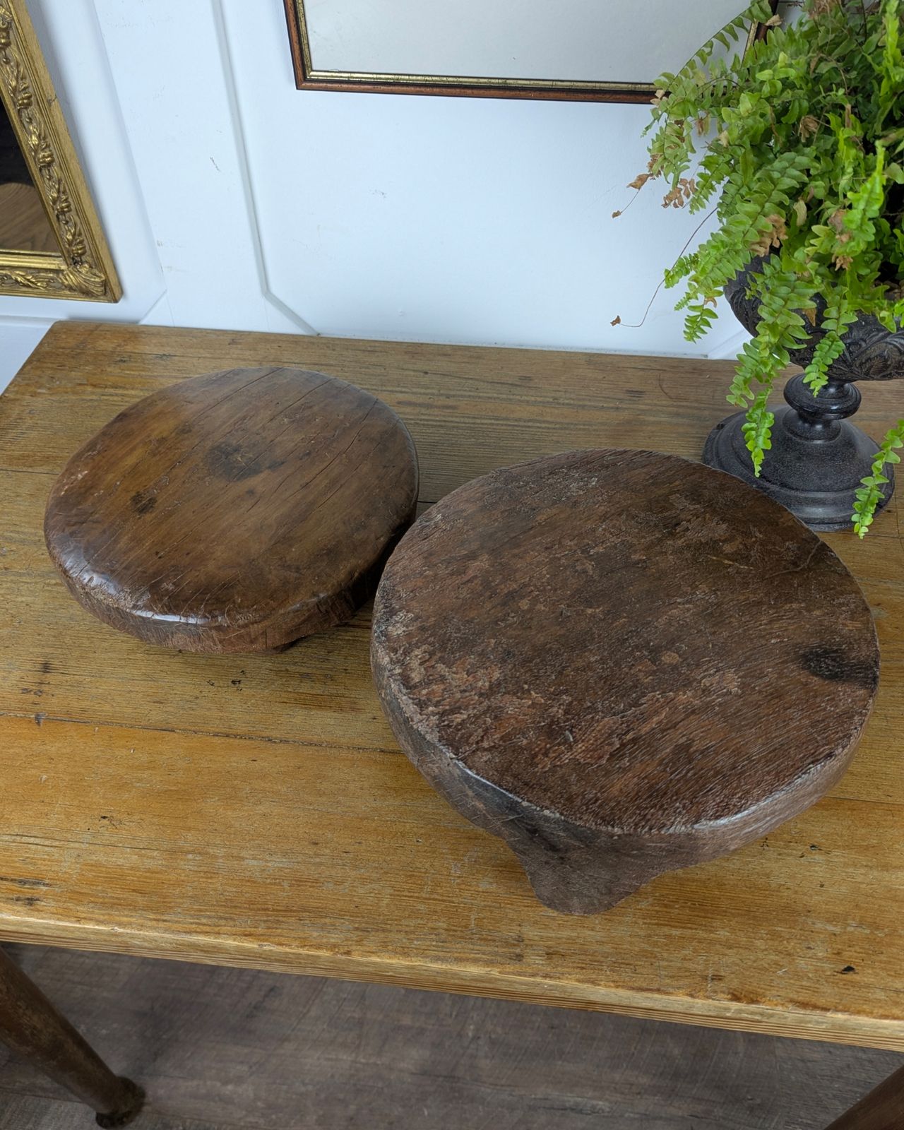 Pair Of Antique Wooden Chapati Boards – Punjab, India photo buy
