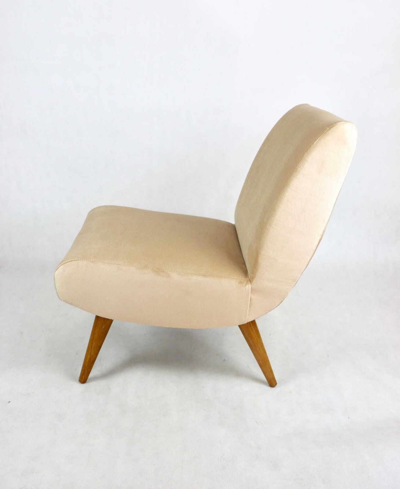 Vintage Loft Armchair 70s Beige Champagne Velvet photo Furniture