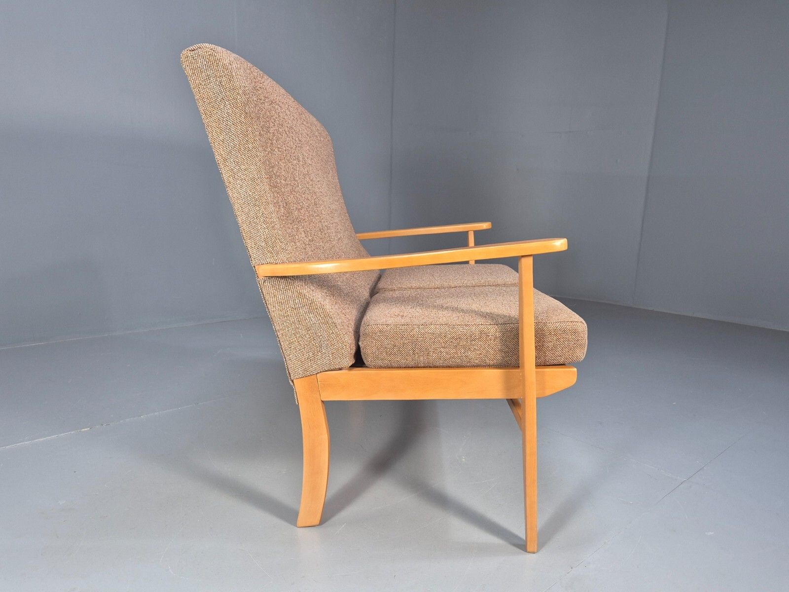 photo for sale Vintage 2 Seater Sofa Beige Fabric Beech Frame Danish Design Eb9490 M2ss